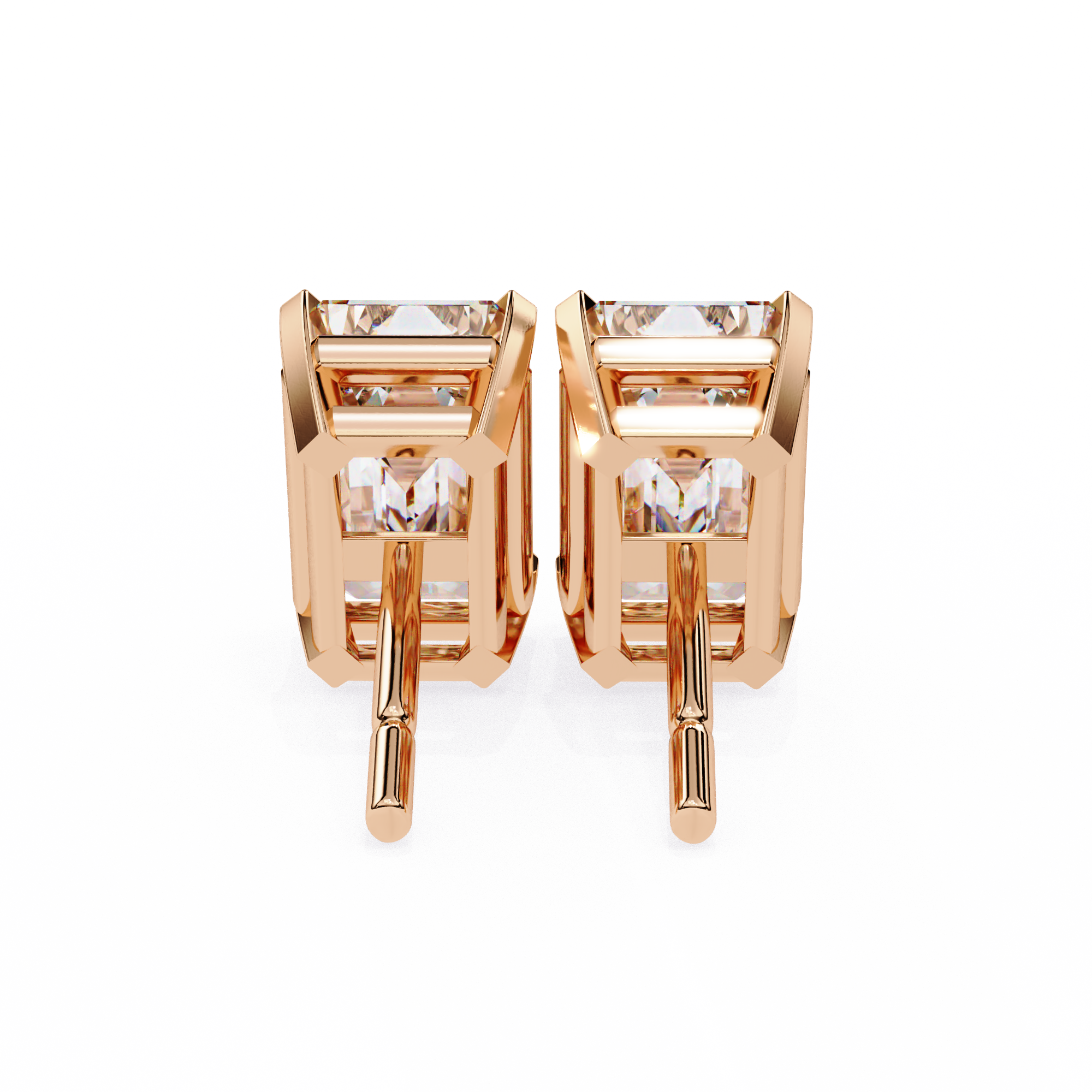 2.39 Carat E Color VS1 Clarity Emerald Cut Lab Grown Diamond Stud Earrings