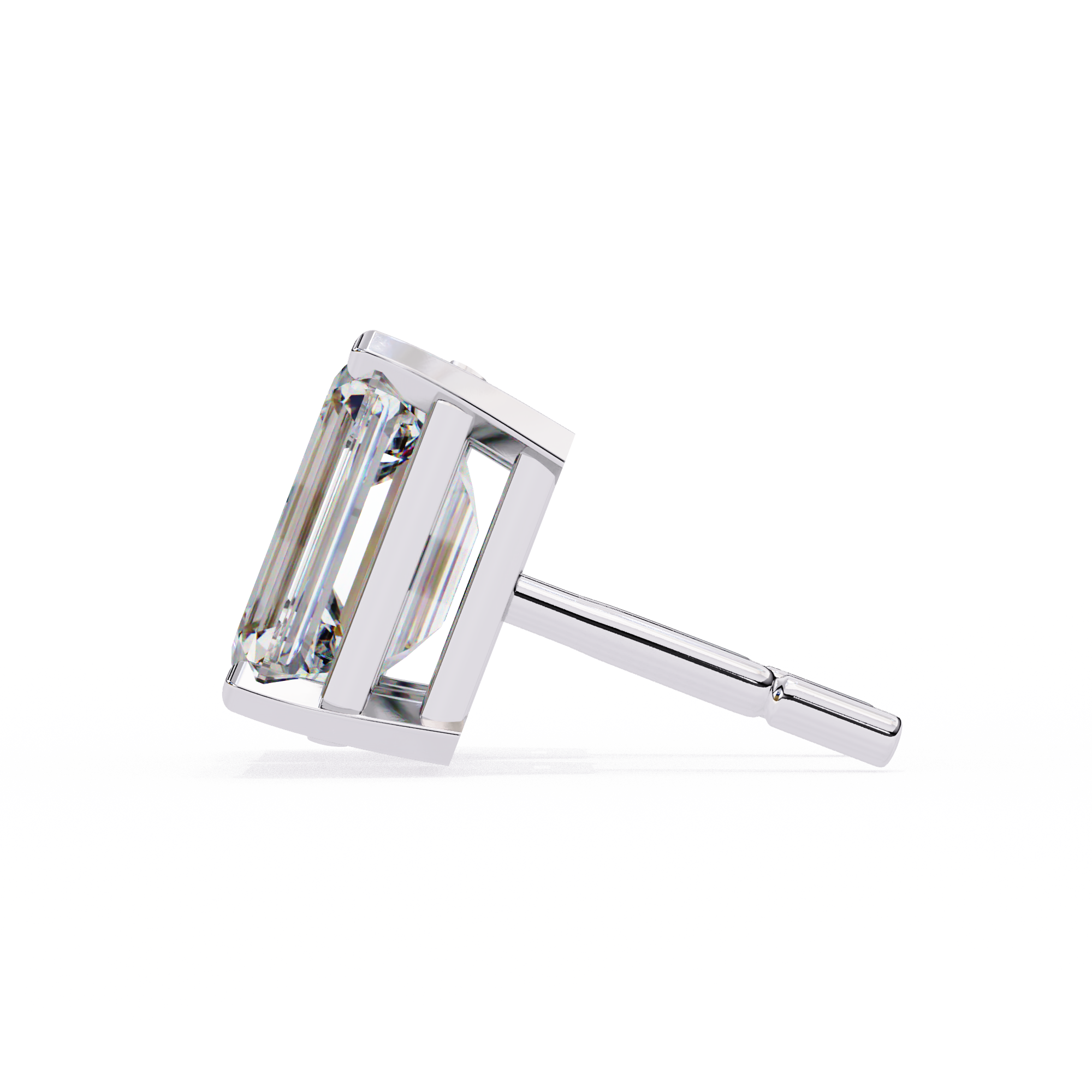 2.39 Carat E Color VS1 Clarity Emerald Cut Lab Grown Diamond Stud Earrings