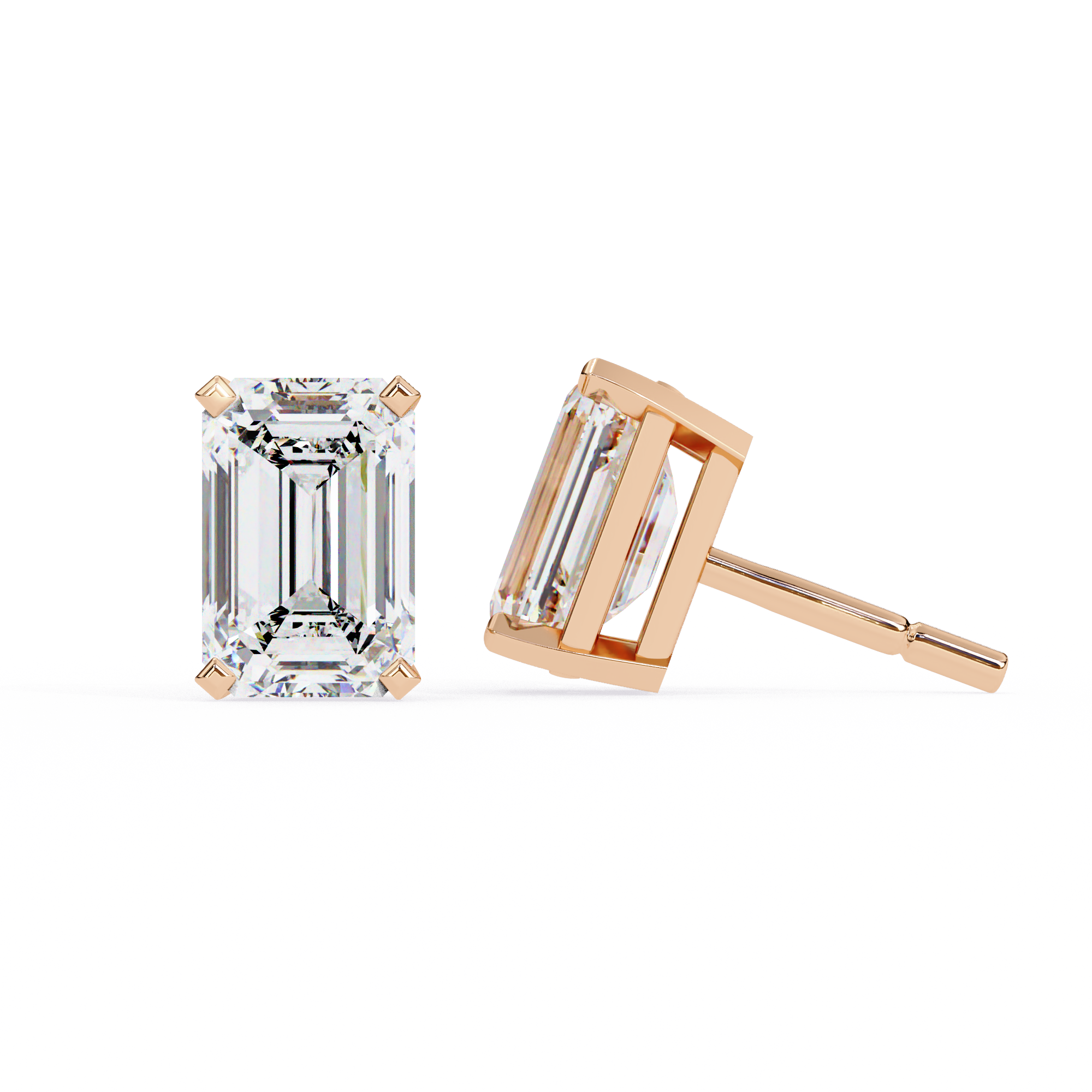 2.39 Carat E Color VS1 Clarity Emerald Cut Lab Grown Diamond Stud Earrings