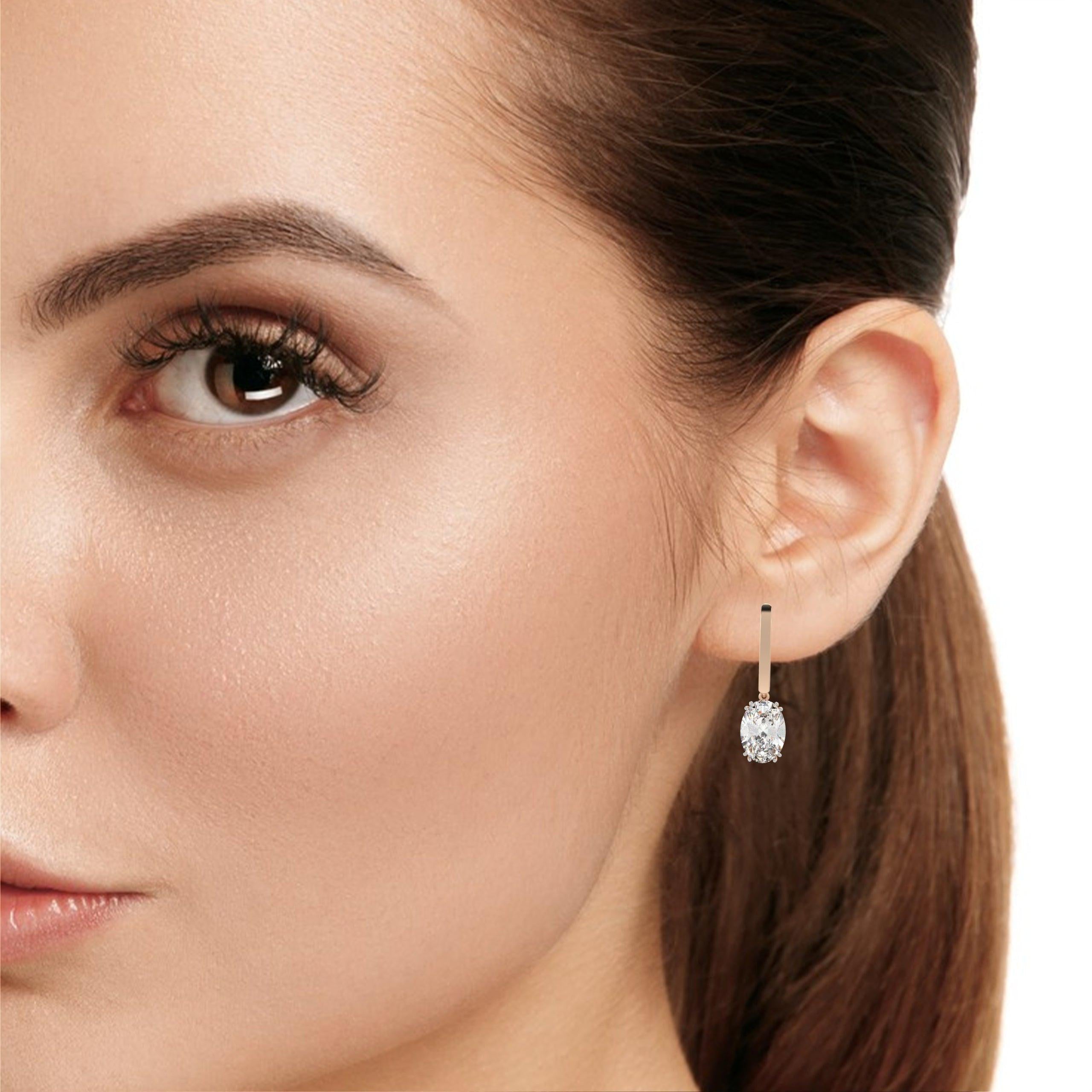 1.62ct Oval Drop Lab Grown Diamond Earrings EF VS
