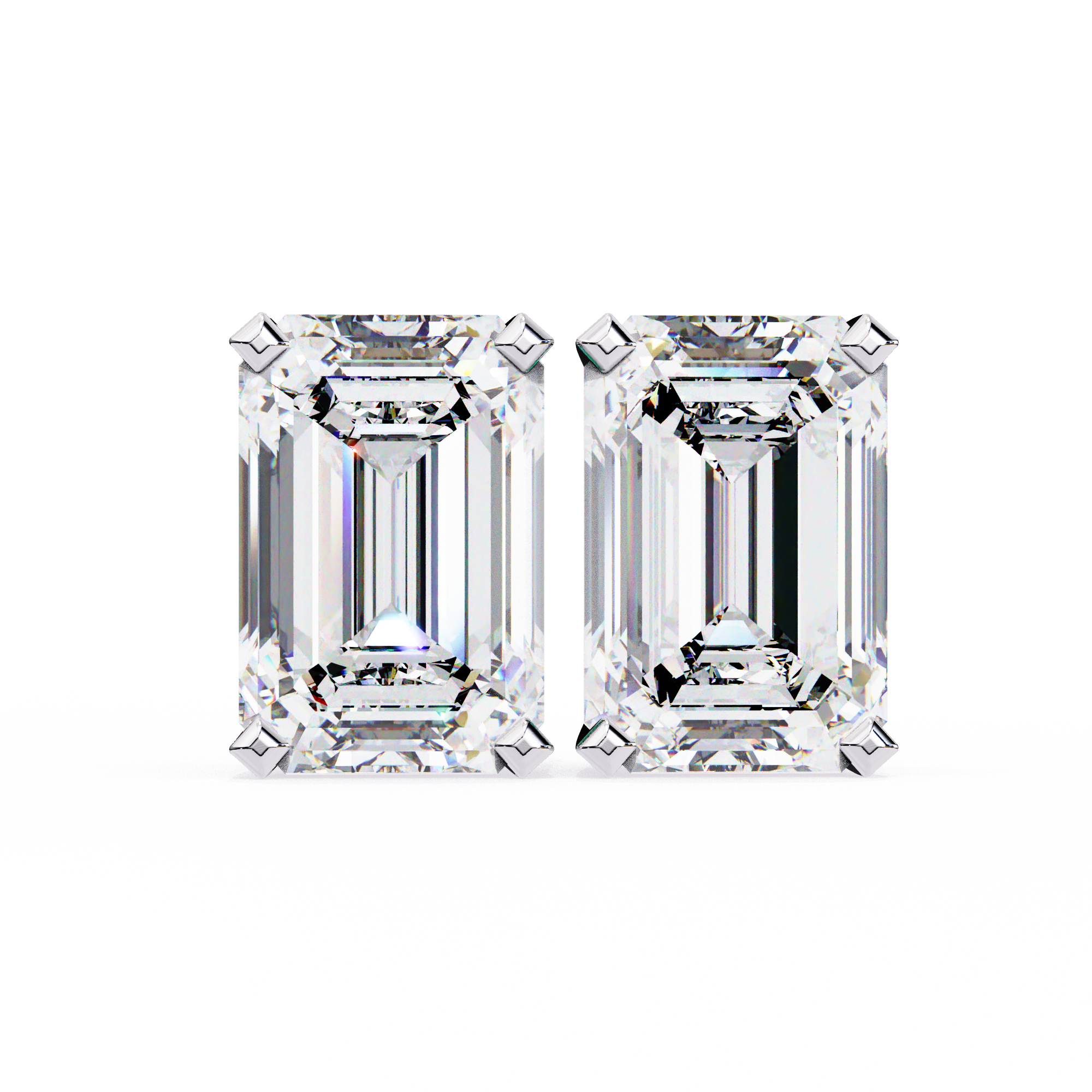 2.39 Carat E Color VS1 Clarity Emerald Cut Lab Grown Diamond Stud Earrings