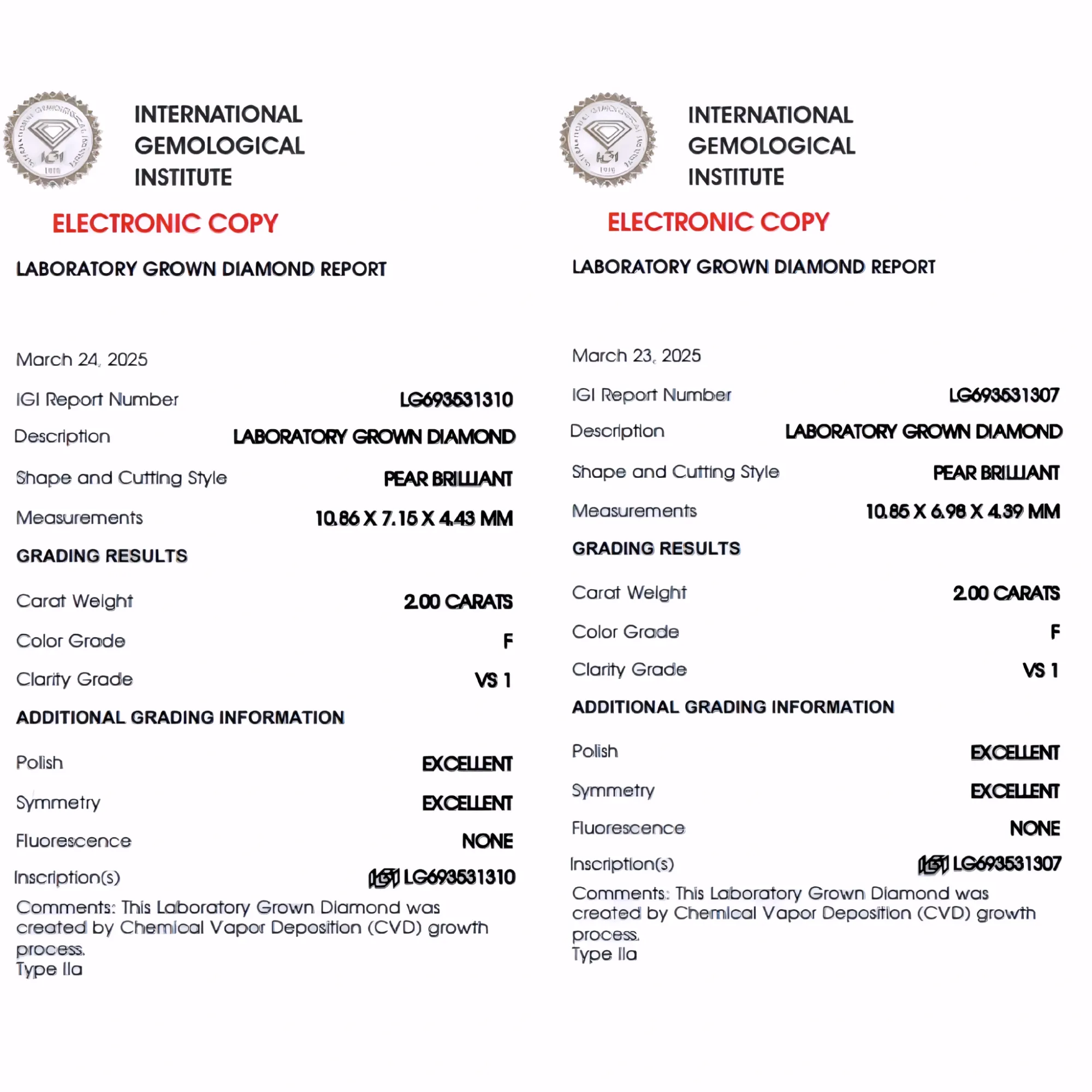 Solitairekart 2+2 Carat F Color, VS1 Clarity Combo Lab Grown Diamond For Studs