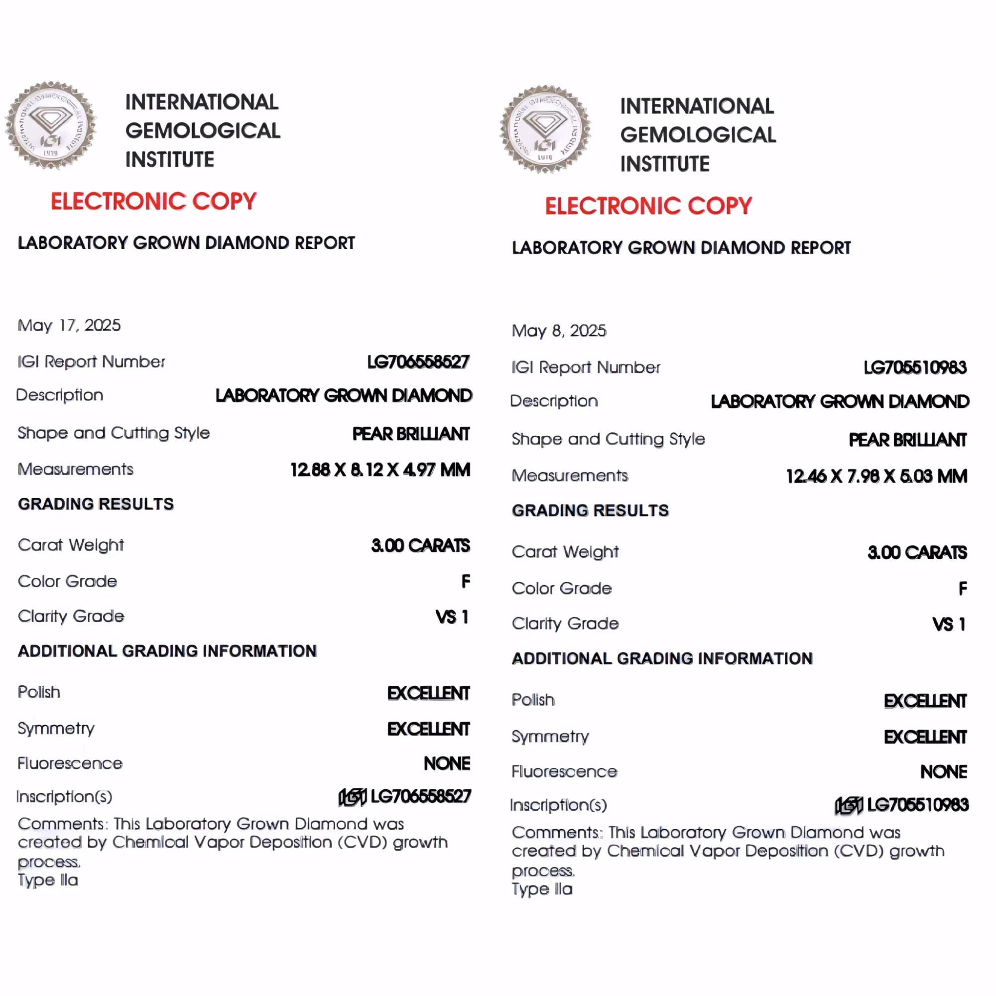 Solitairekart 3+3Carat F Color, VS1 Clarity Combo Lab Grown Diamond For Studs