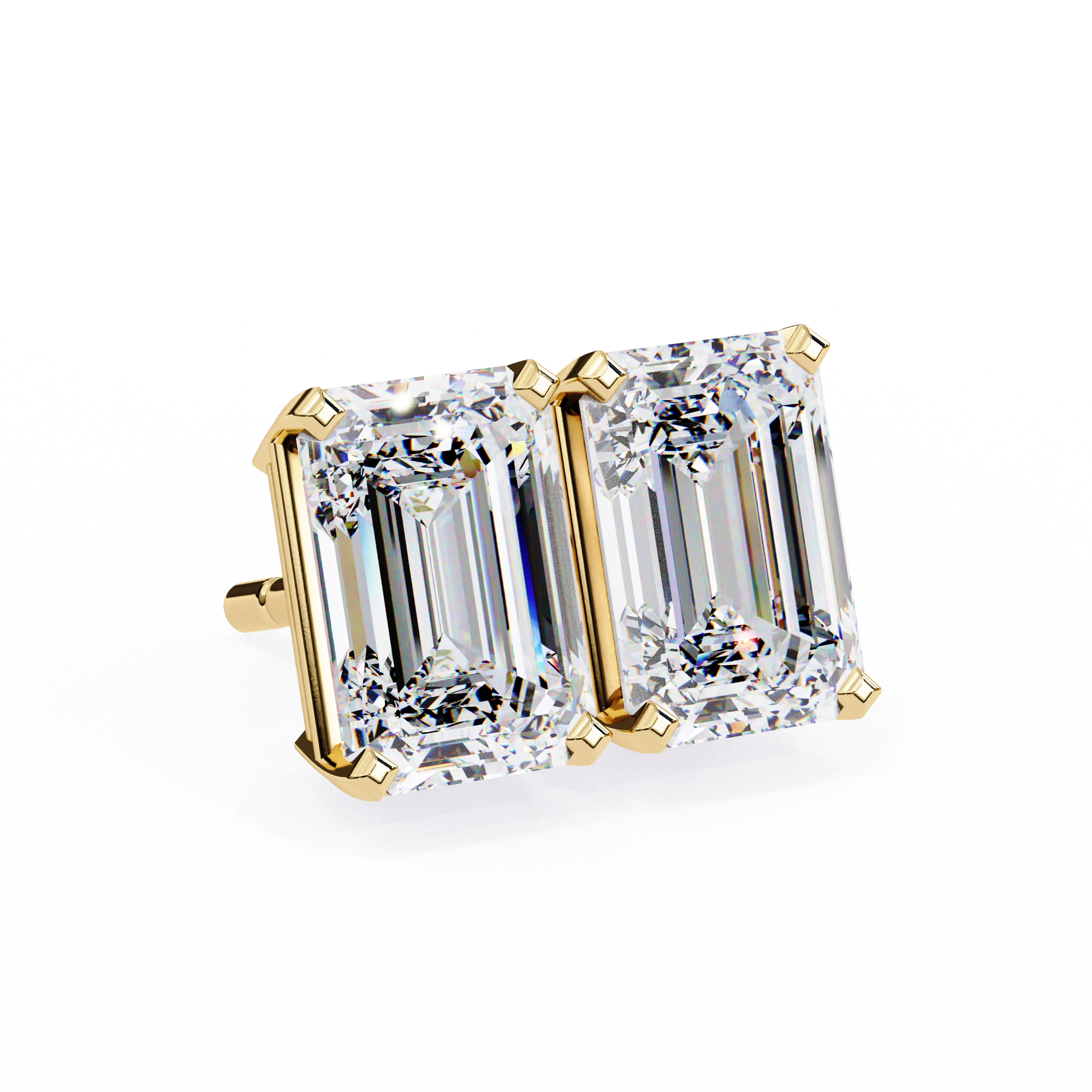 2.39 Carat E Color VS1 Clarity Emerald Cut Lab Grown Diamond Stud Earrings