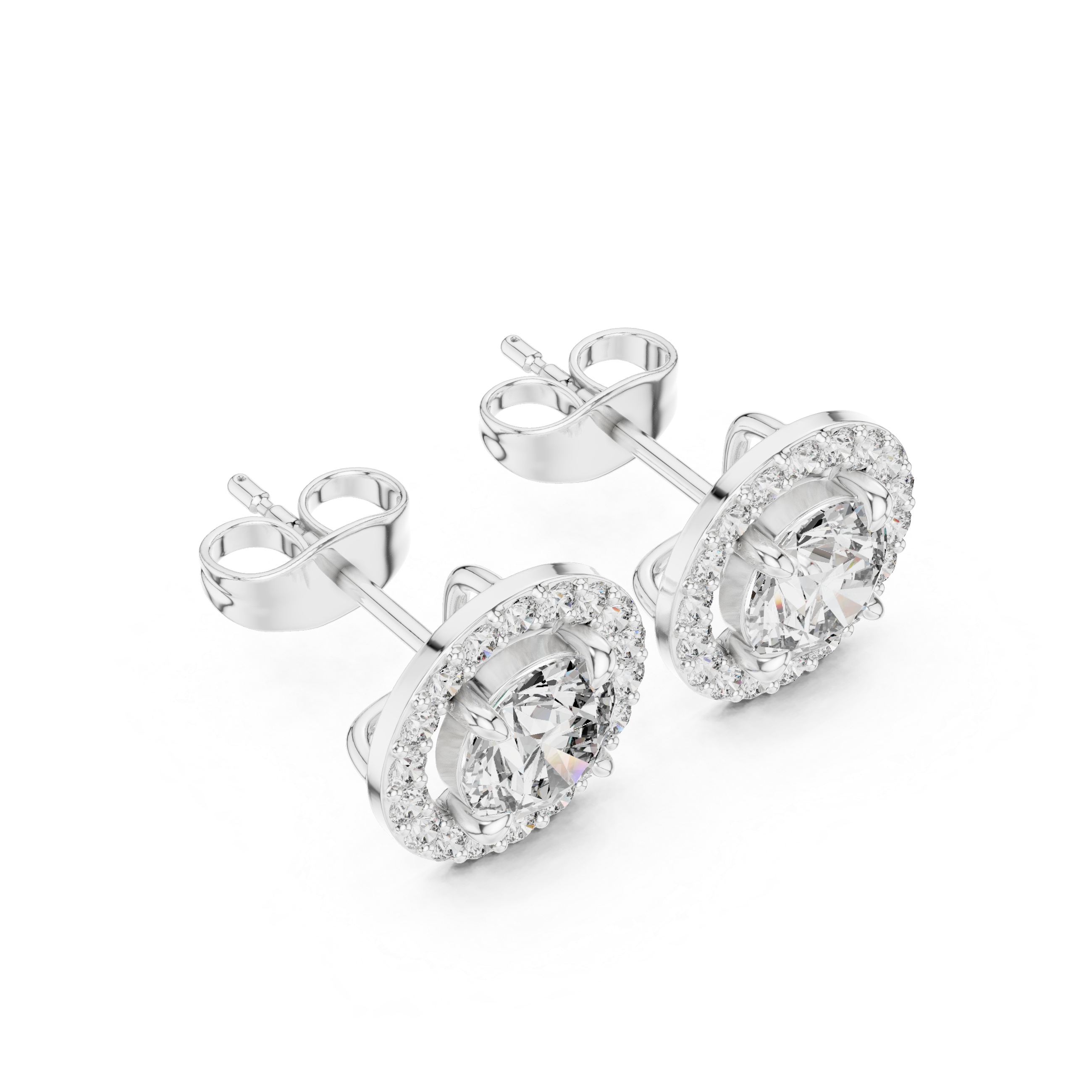 1.7 Carat Natural Diamond Studs – Round Shape, H Color, VS2 Clarity