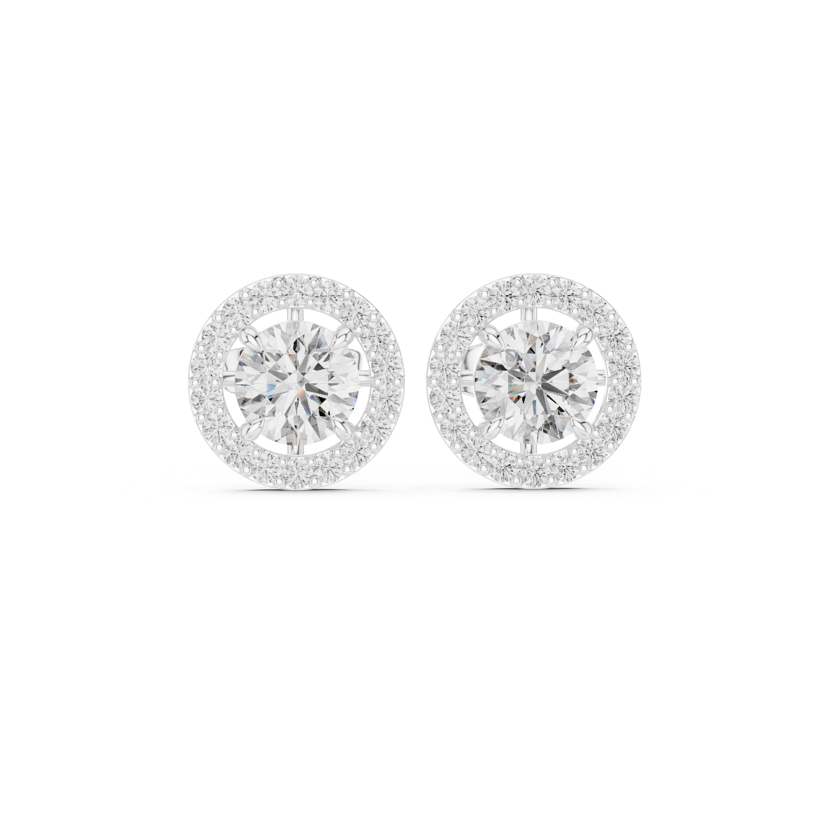 1.7 Carat Natural Diamond Studs – Round Shape, H Color, VS2 Clarity