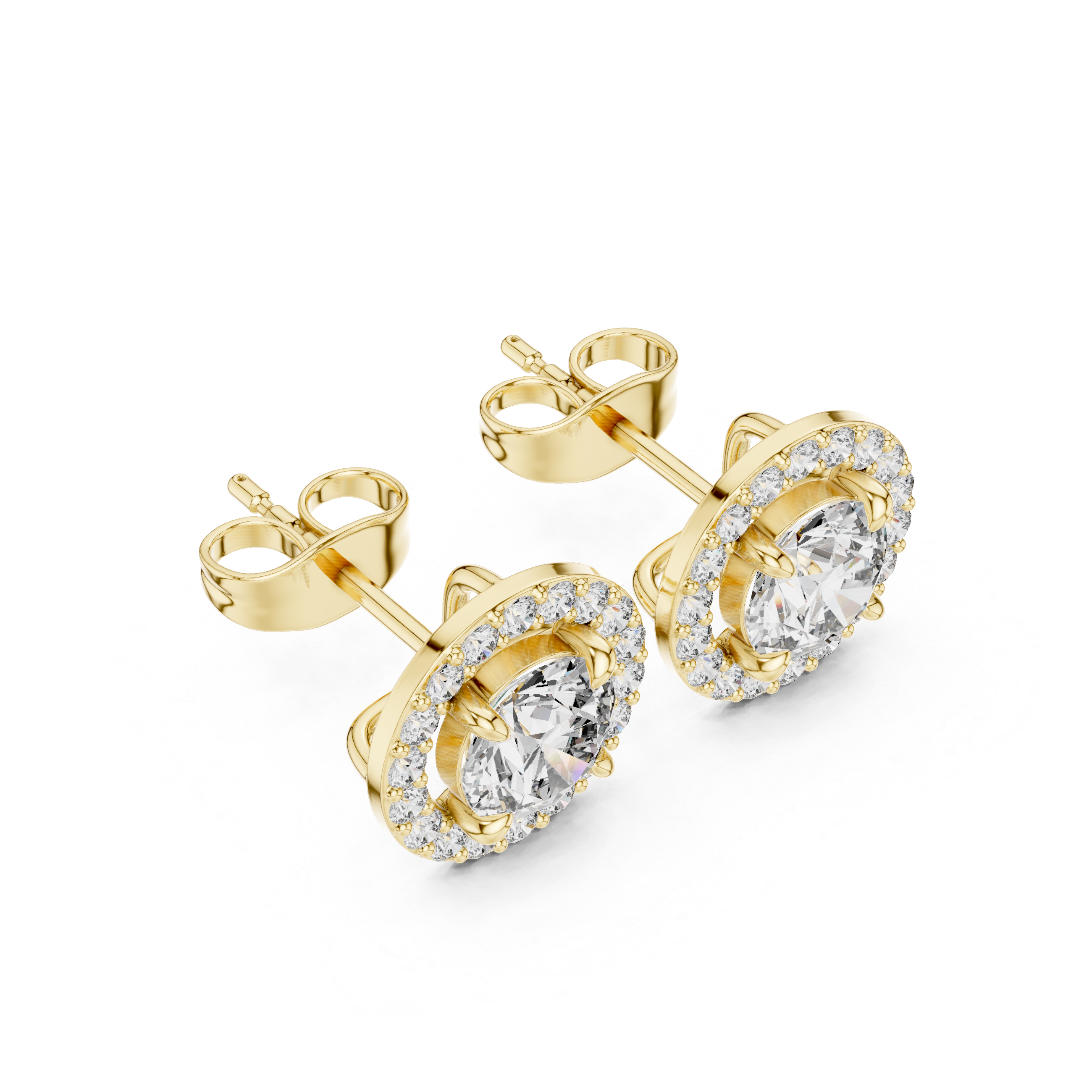 1.7 Carat Natural Diamond Studs – Round Shape, H Color, VS2 Clarity