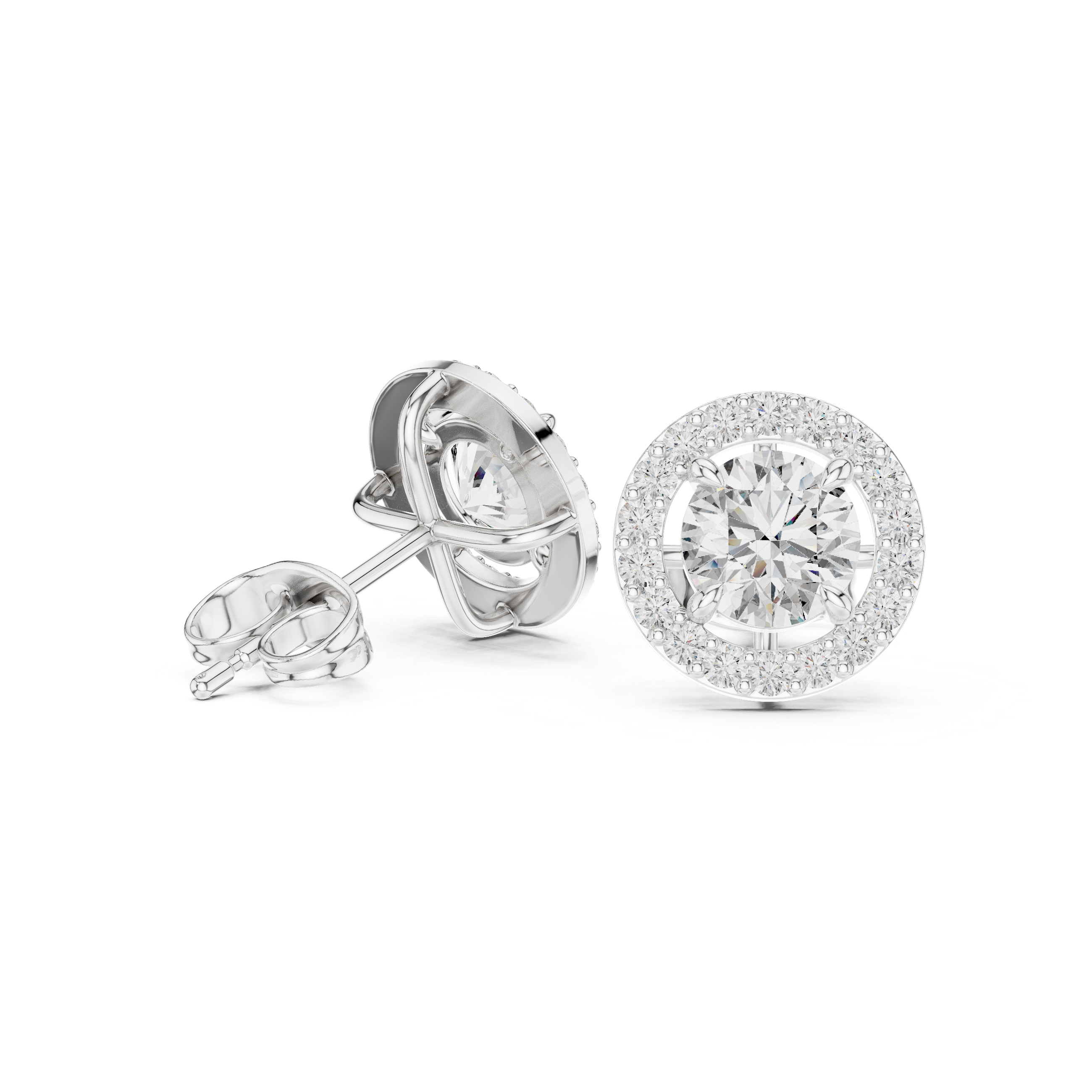 1.7 Carat Natural Diamond Studs – Round Shape, H Color, VS2 Clarity