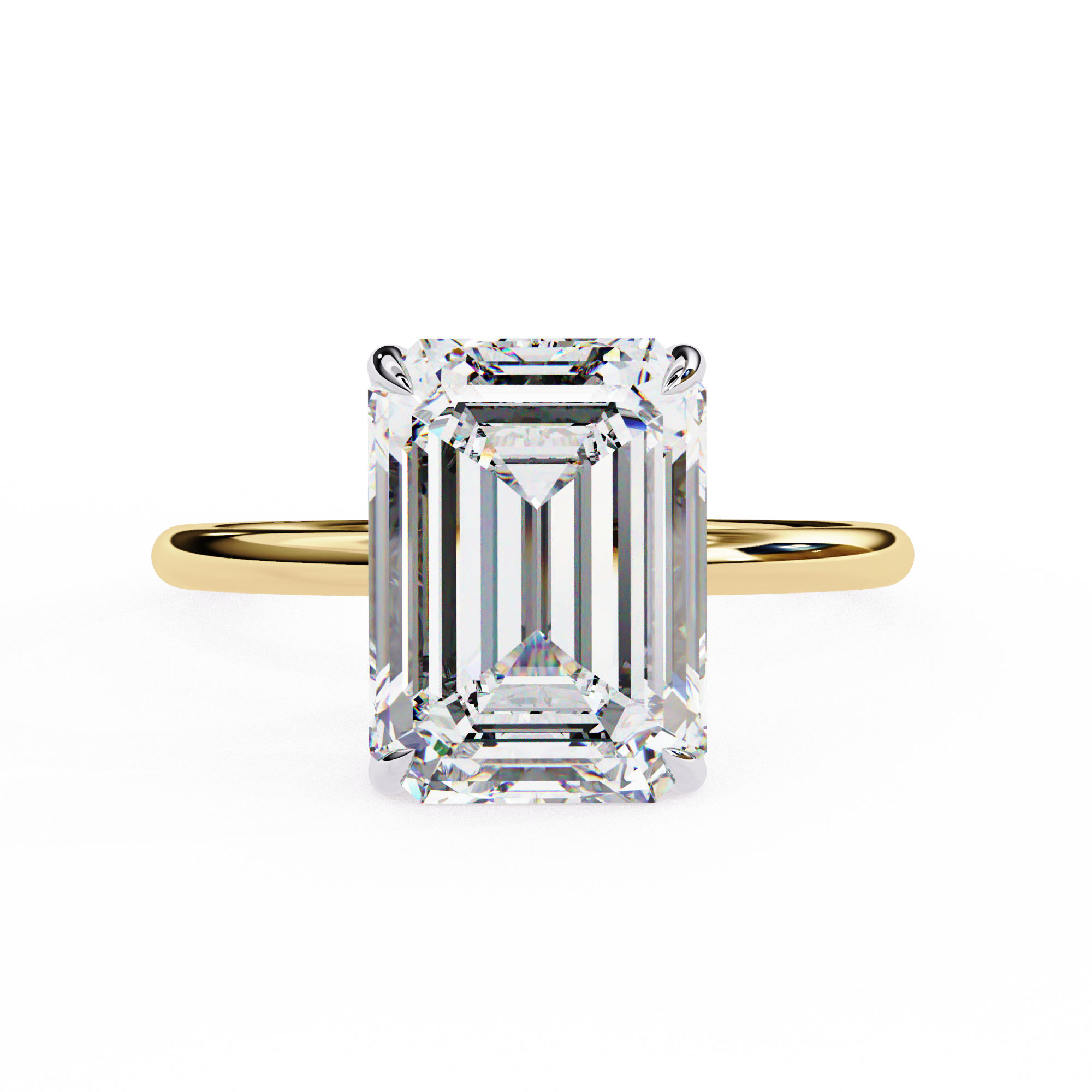 Elegant 2.62 Carat Emerald and Round Lab Diamond Engagement Ring