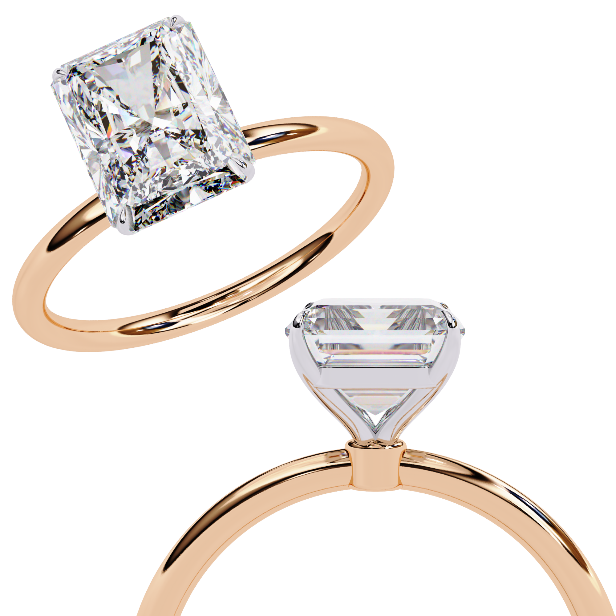 Elegant 3.03 Carat Radiant Lab Diamond Engagement Ring in Cathedral Setting