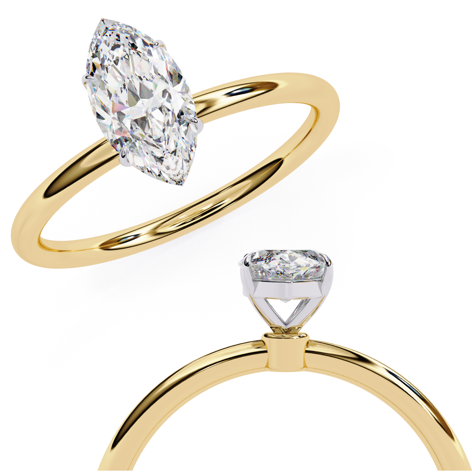 0.82 CT Marquise Cut Lab Diamond Classic Solitaire Engagement Ring