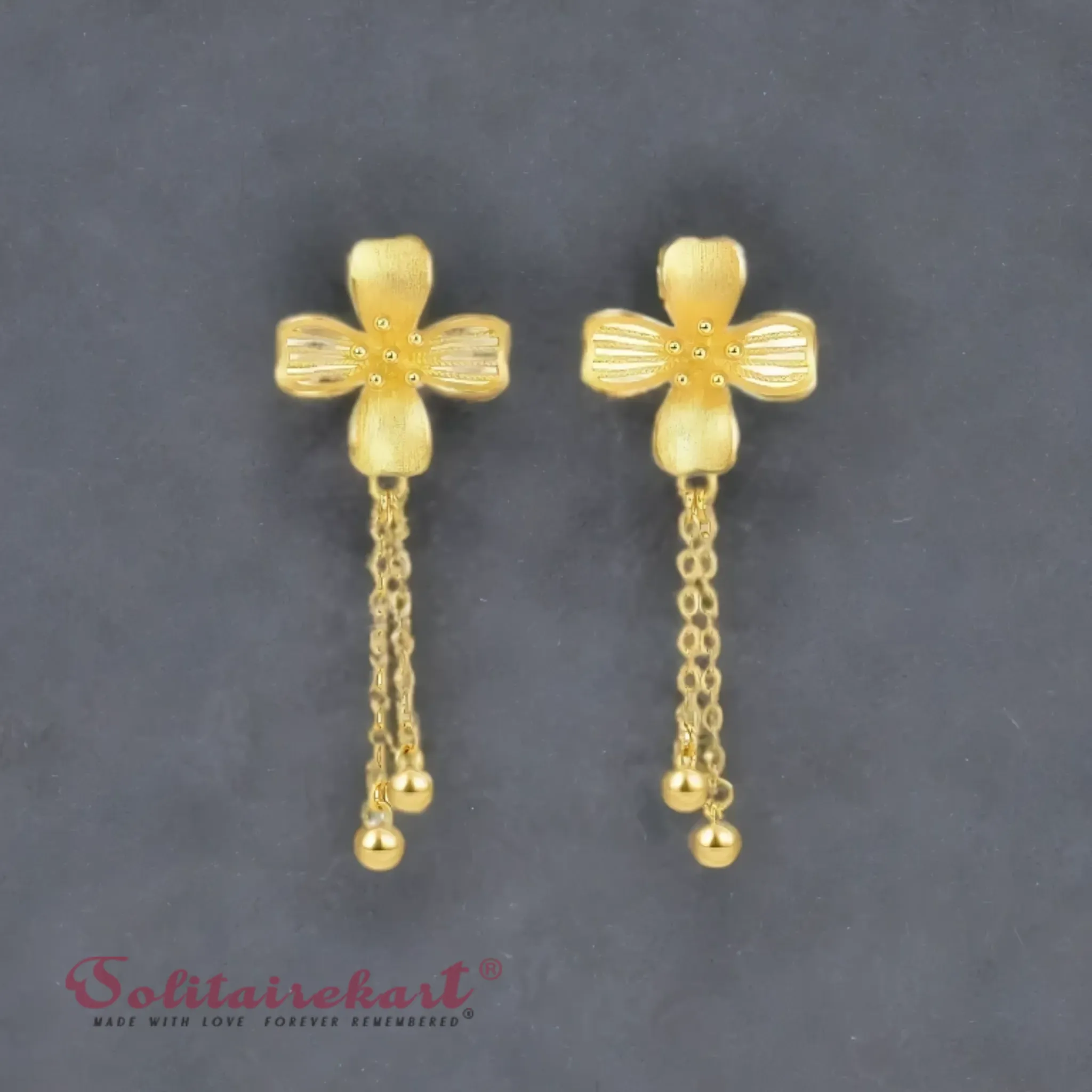 14K Gold 4.87grm Blossom Drop Earring