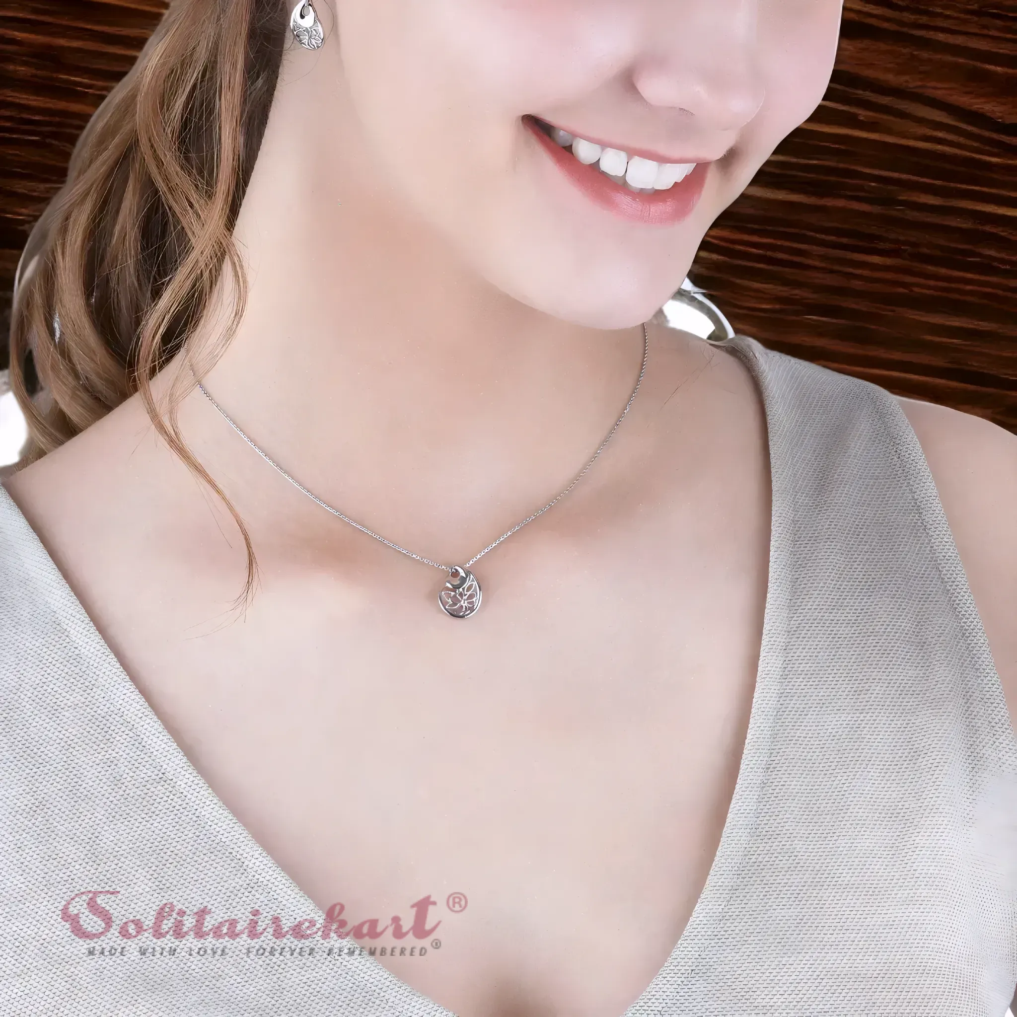 Solitairekart Resemble A Ribbon Platinum Pendant 2.021gm Weight For Woman.