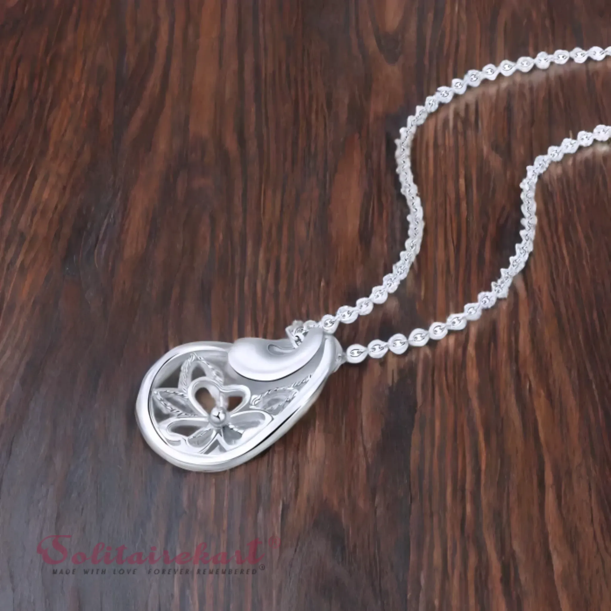 Solitairekart Resemble A Ribbon Platinum Pendant 2.021gm Weight For Woman.