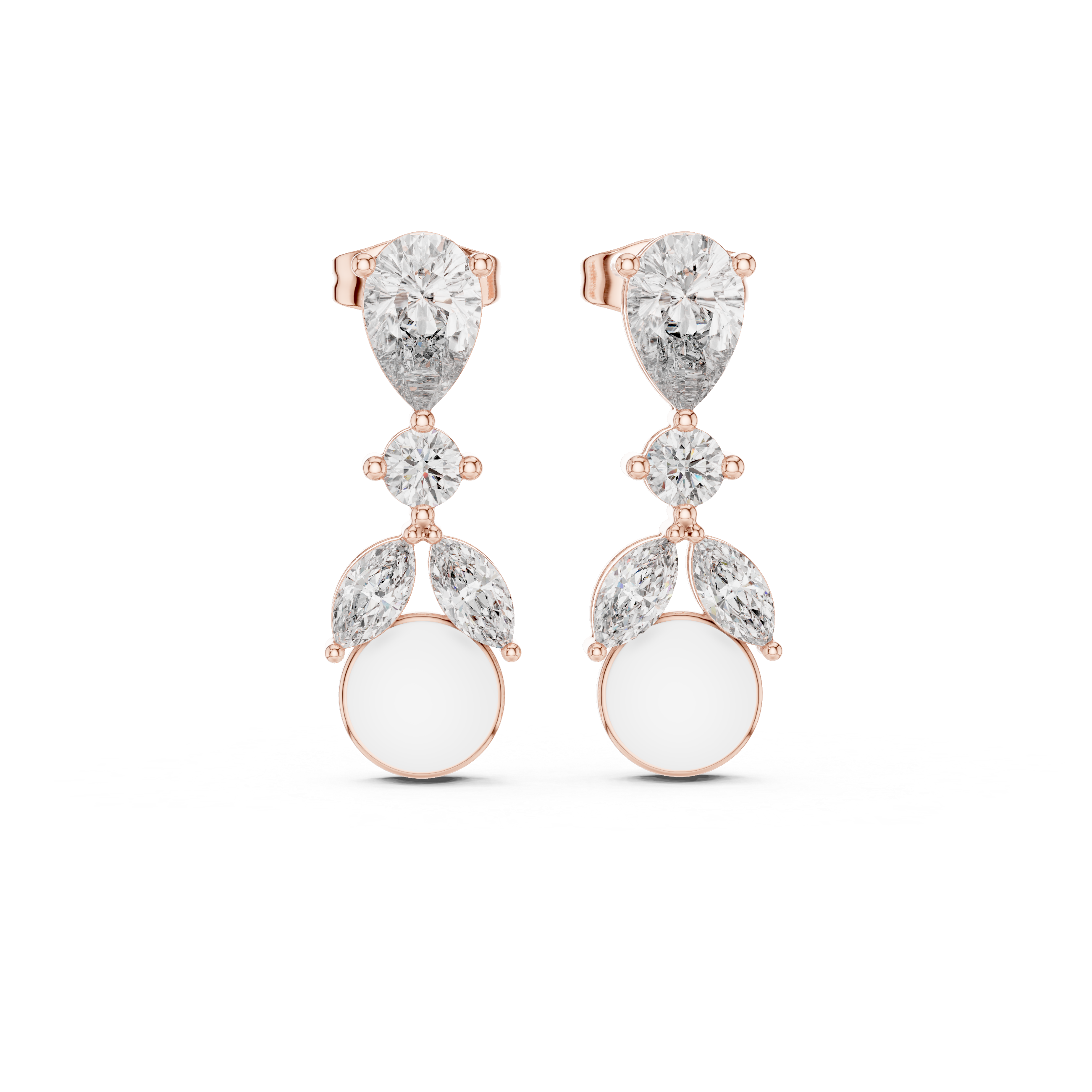 1.63 Carat Pearl & Multi-Shape Natural Diamond Drop Earrings – J/VS2