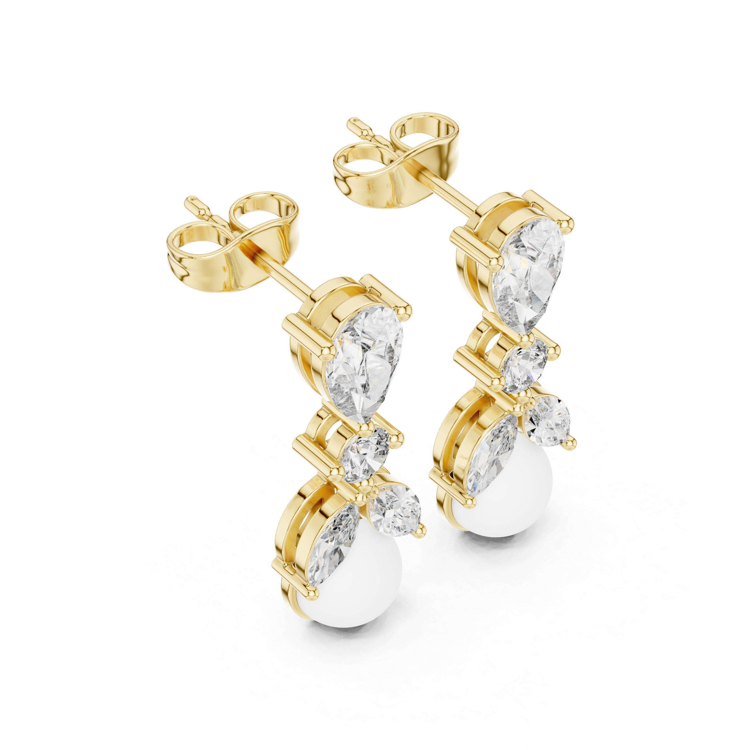 1.63 Carat Pearl & Multi-Shape Natural Diamond Drop Earrings – J/VS2