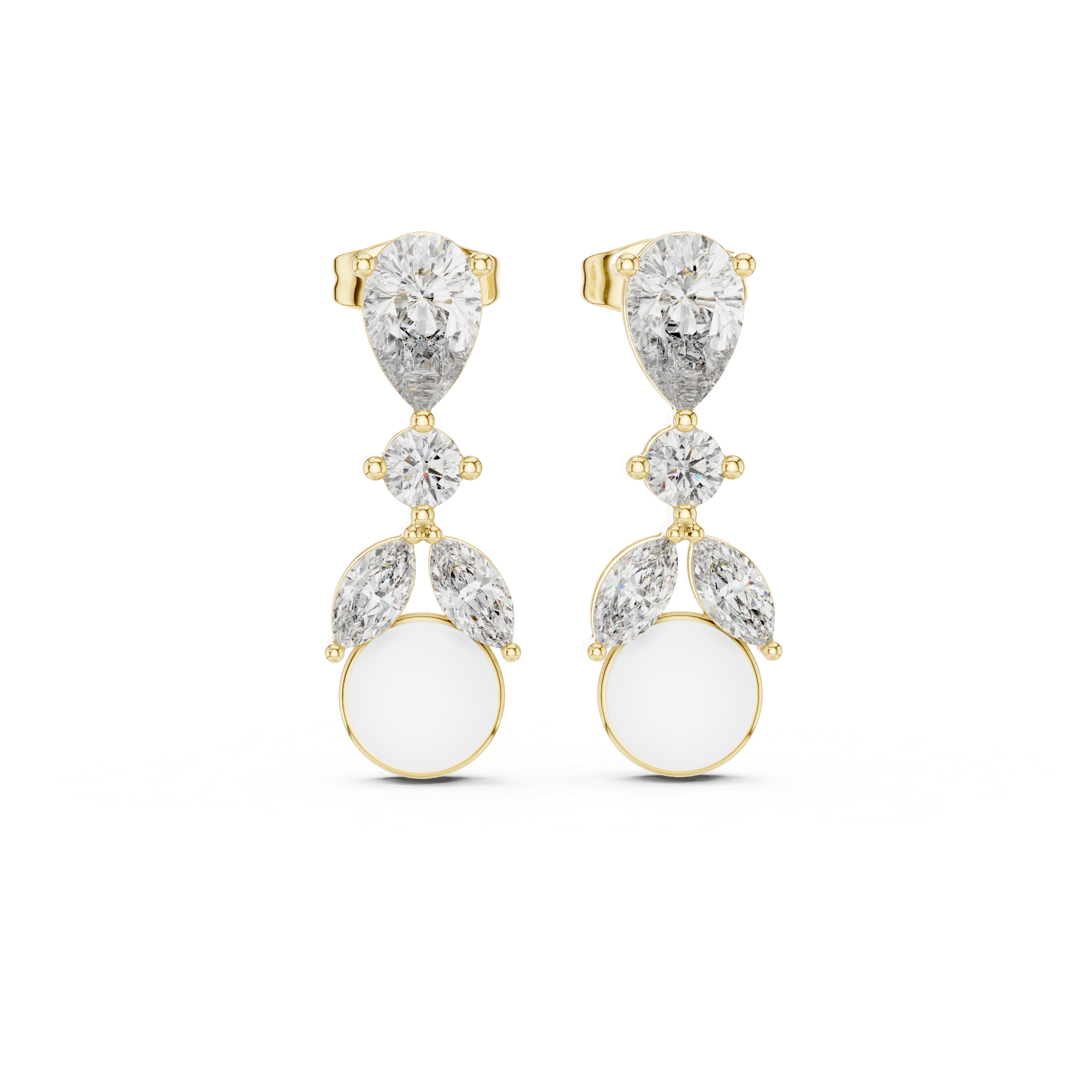 1.63 Carat Pearl & Multi-Shape Natural Diamond Drop Earrings – J/VS2