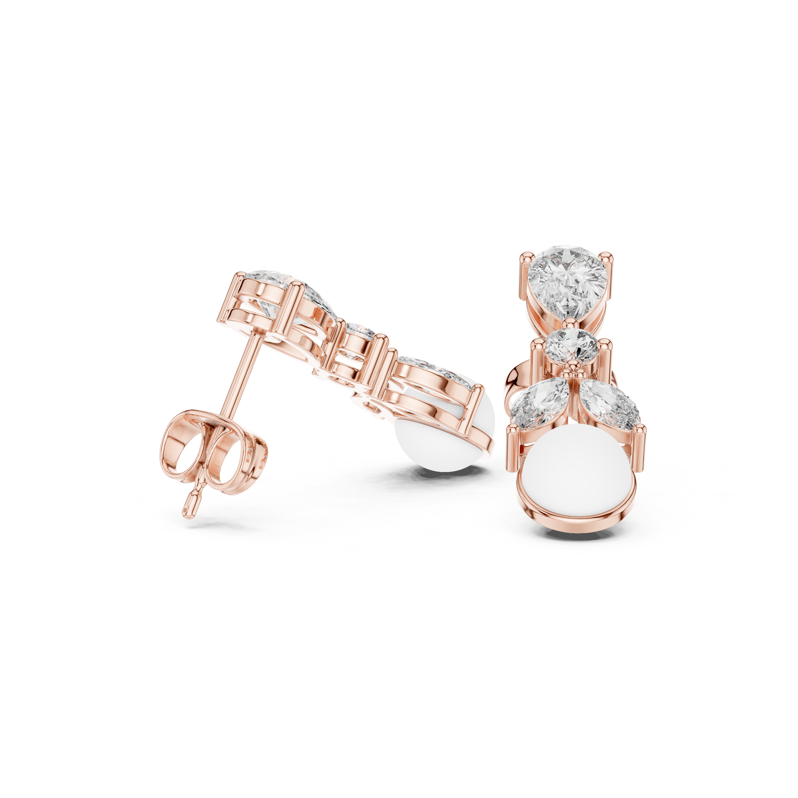 1.63 Carat Pearl & Multi-Shape Natural Diamond Drop Earrings – J/VS2