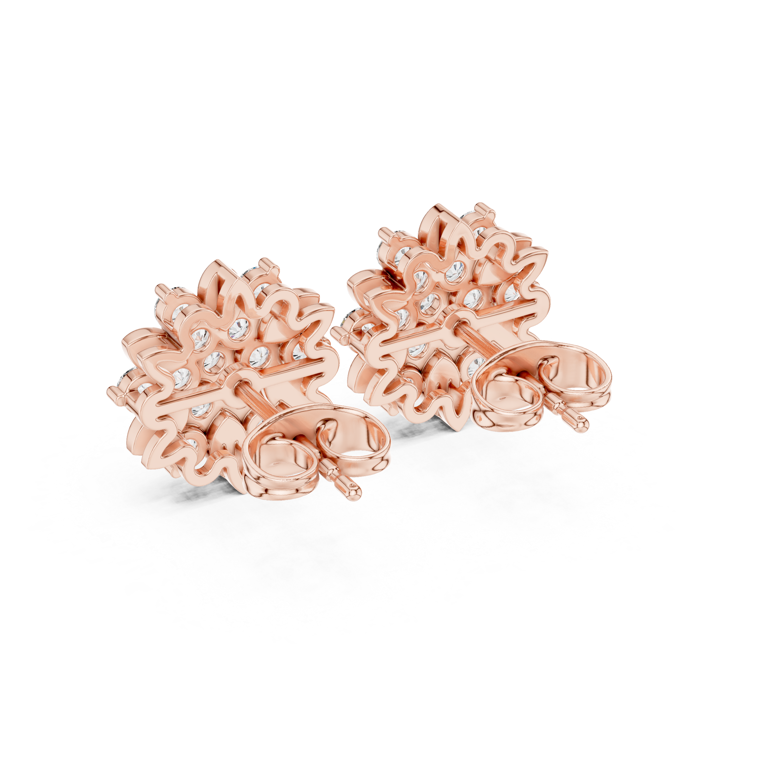 0.91ct GH/VS Natural Diamond Floral Cluster Stud Earrings – Elegant Sparkle