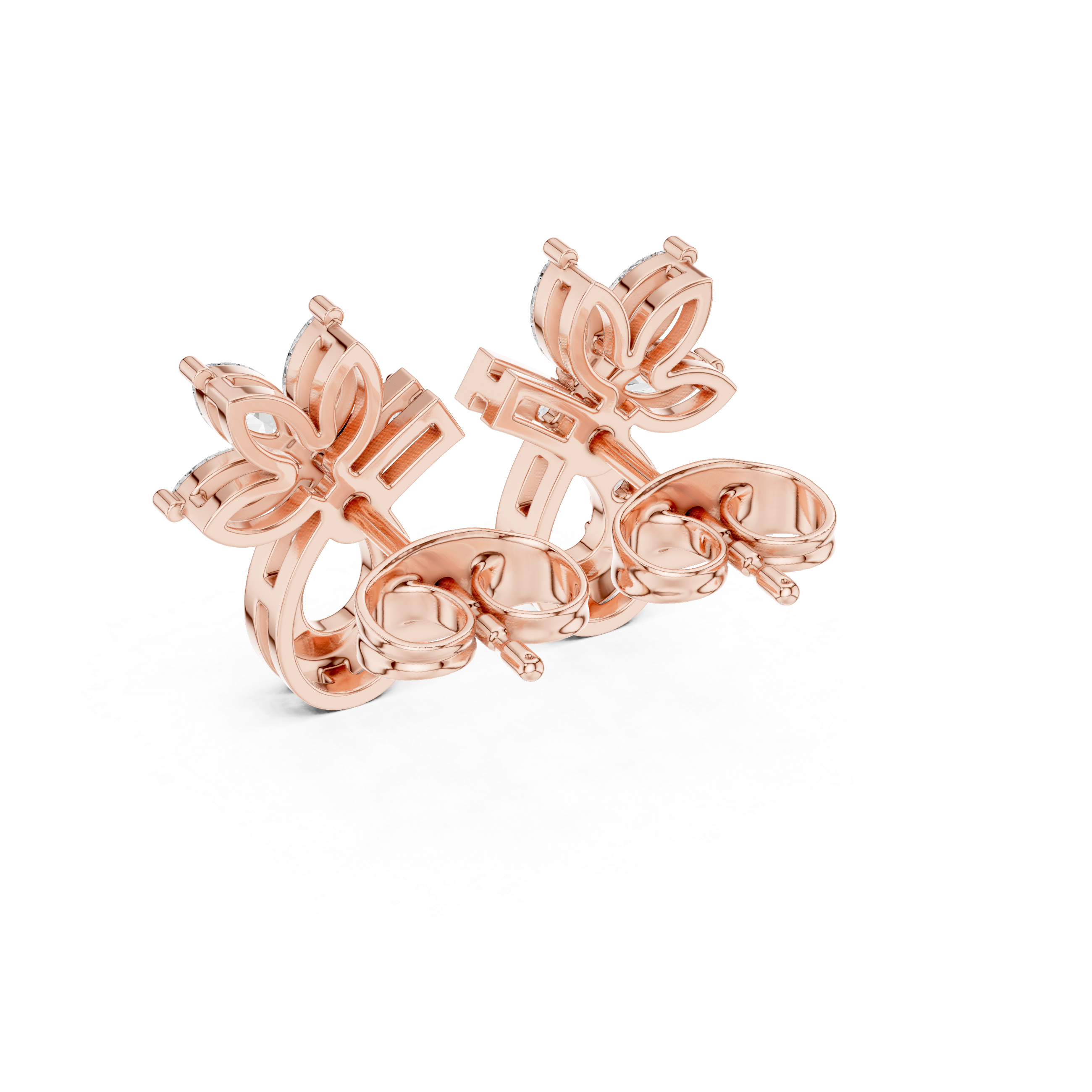 Marquise & Round 0.47ct Natural Diamond Stud Earrings – GH Color, VS Clarity