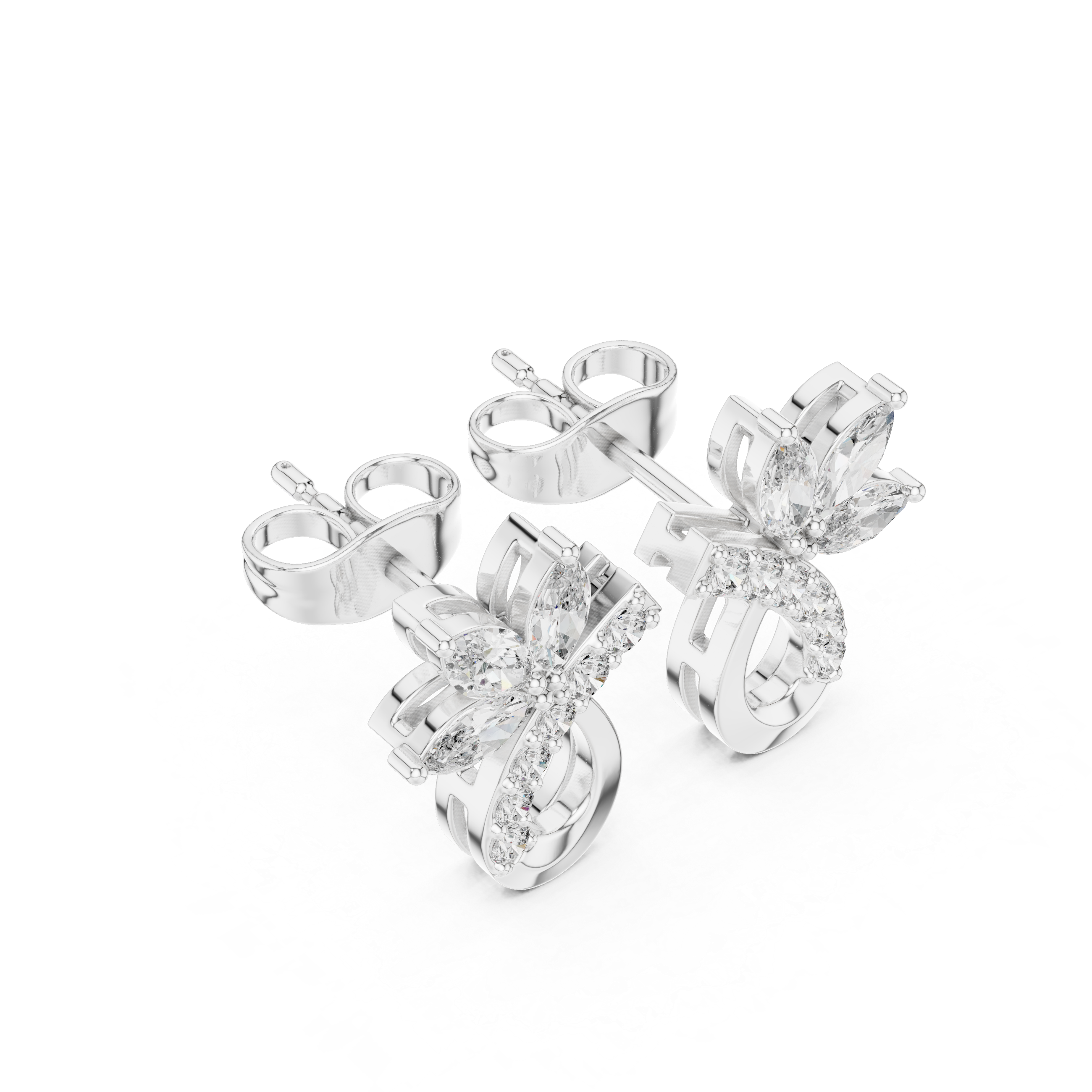 Marquise & Round 0.47ct Natural Diamond Stud Earrings – GH Color, VS Clarity