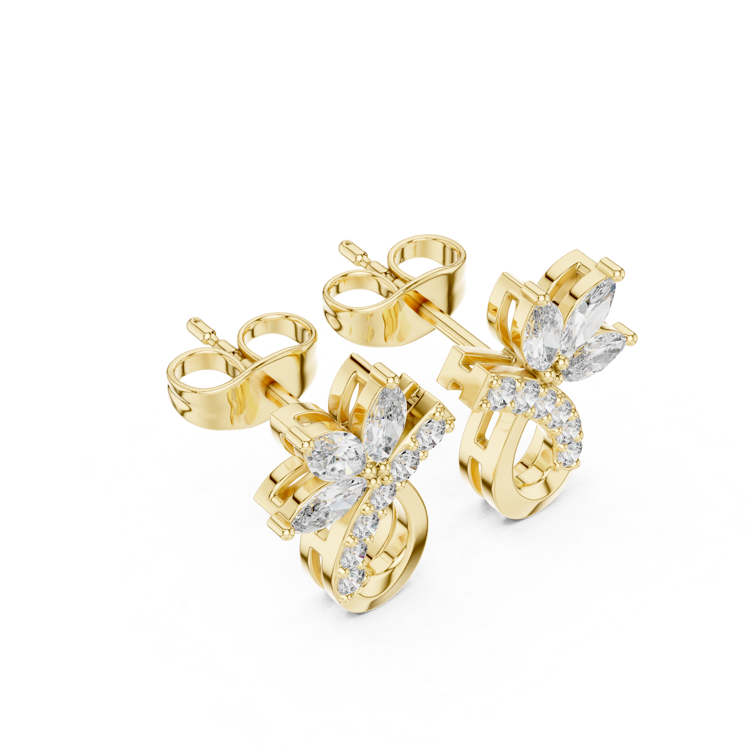 Marquise & Round 0.47ct Natural Diamond Stud Earrings – GH Color, VS Clarity