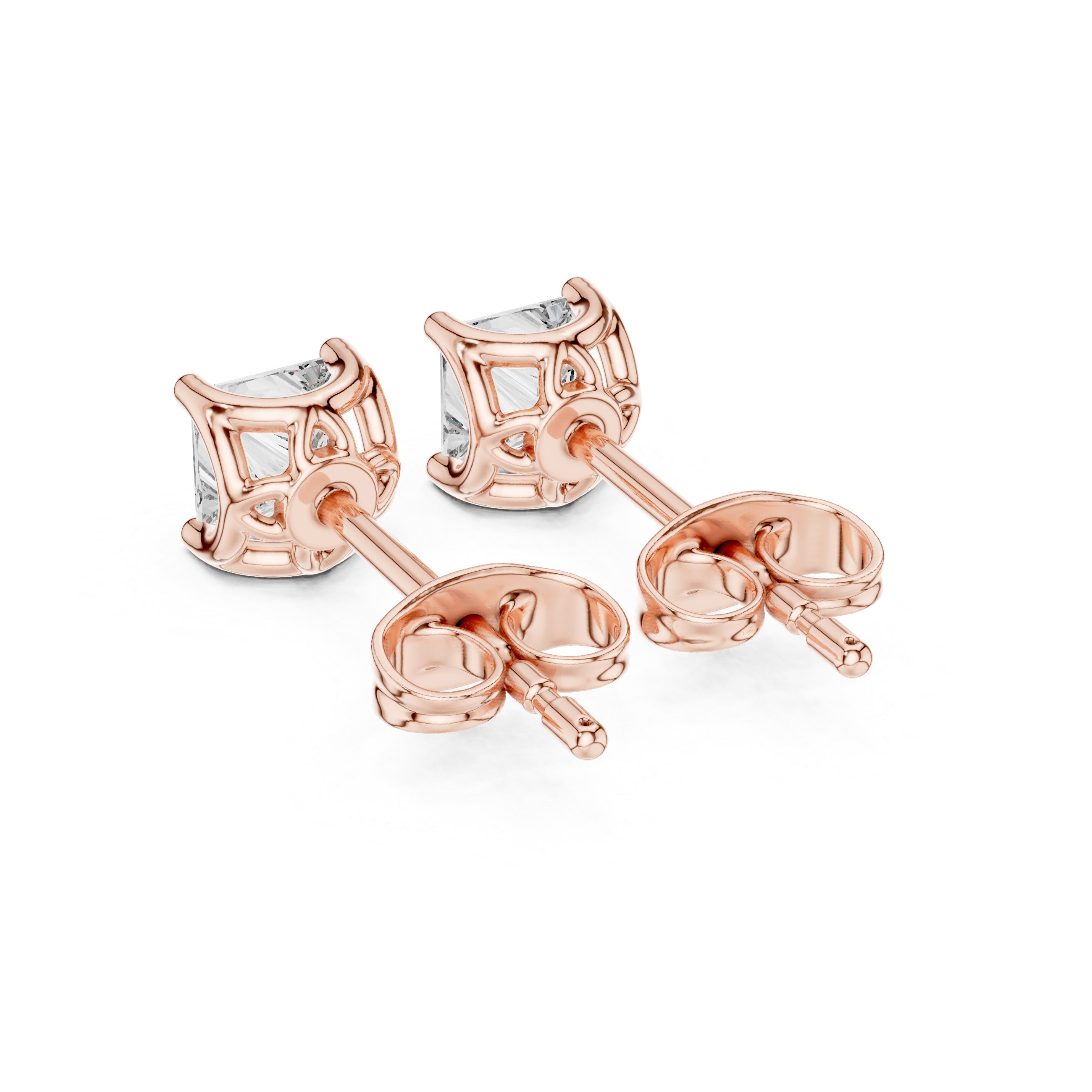 0.43ct Princess Cut Natural Diamond Stud Earrings – H/VS2 Brilliance