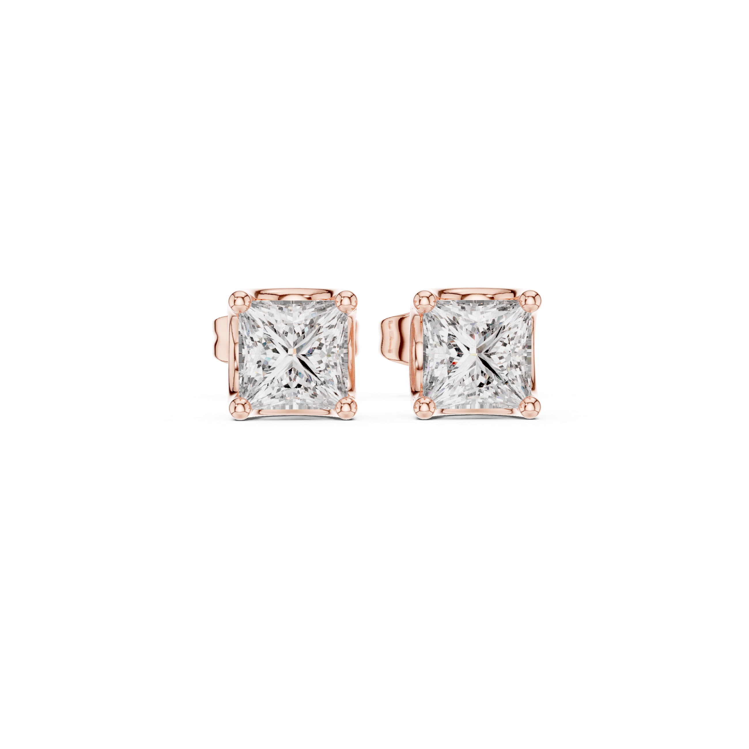 0.43ct Princess Cut Natural Diamond Stud Earrings – H/VS2 Brilliance