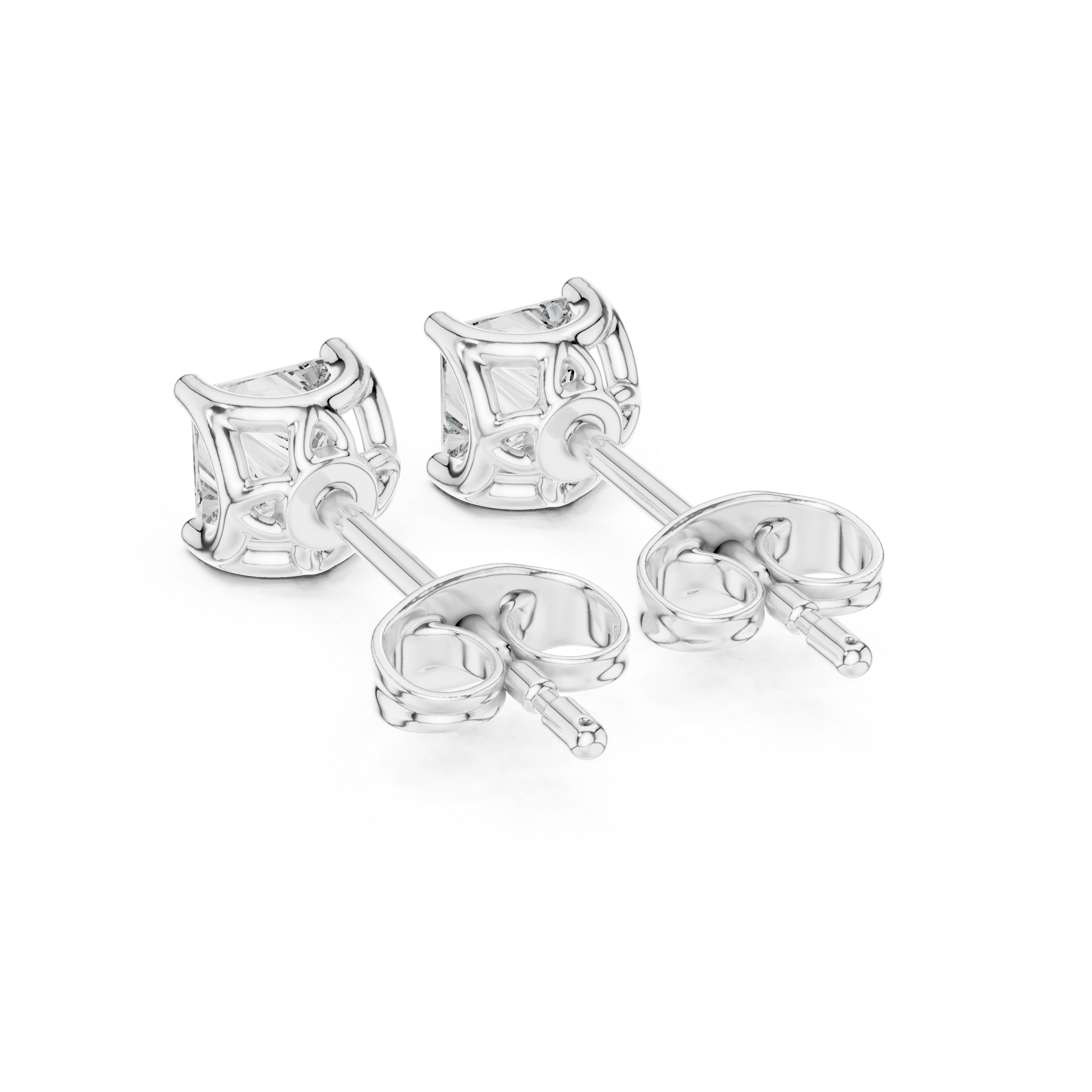 0.43ct Princess Cut Natural Diamond Stud Earrings – H/VS2 Brilliance