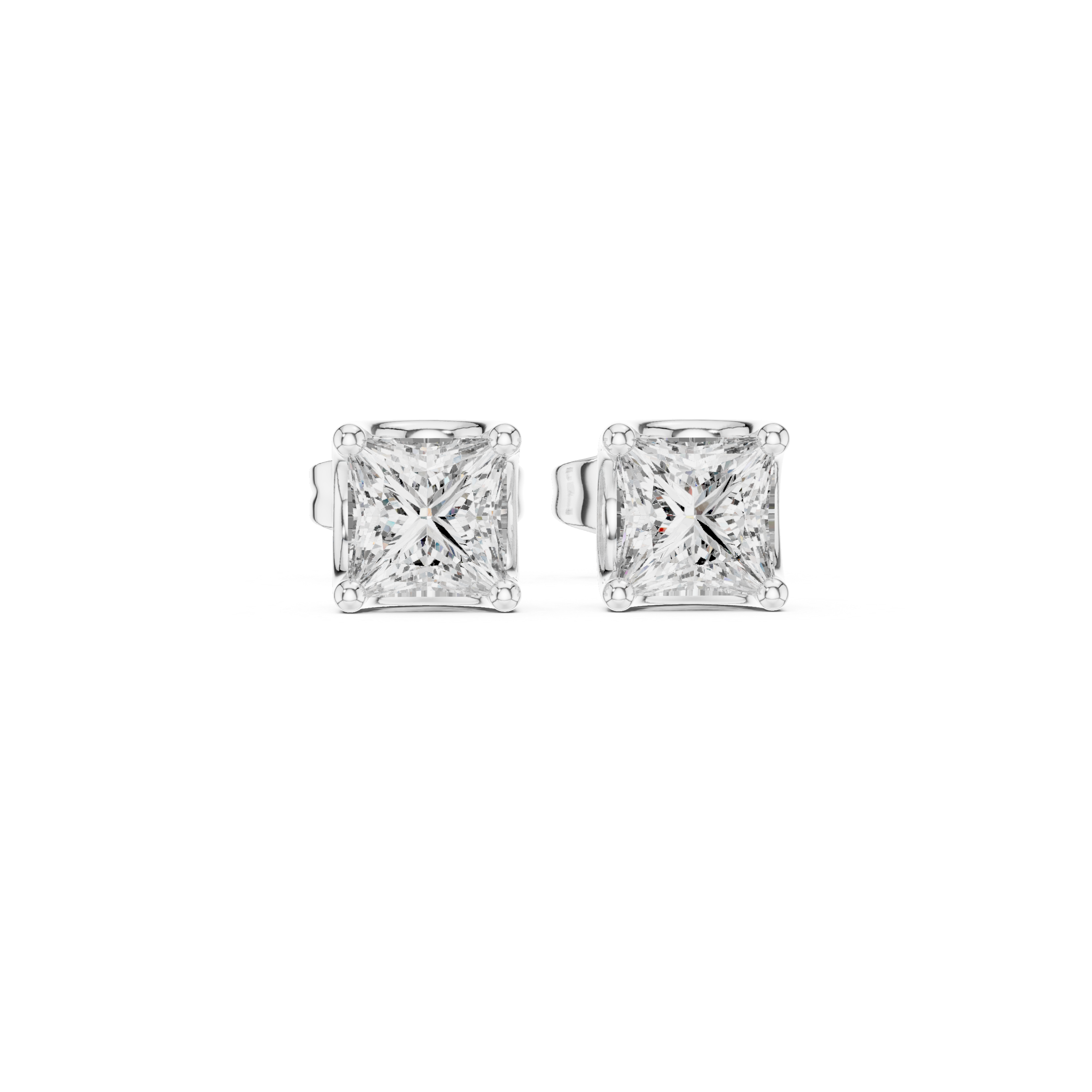 0.43ct Princess Cut Natural Diamond Stud Earrings – H/VS2 Brilliance