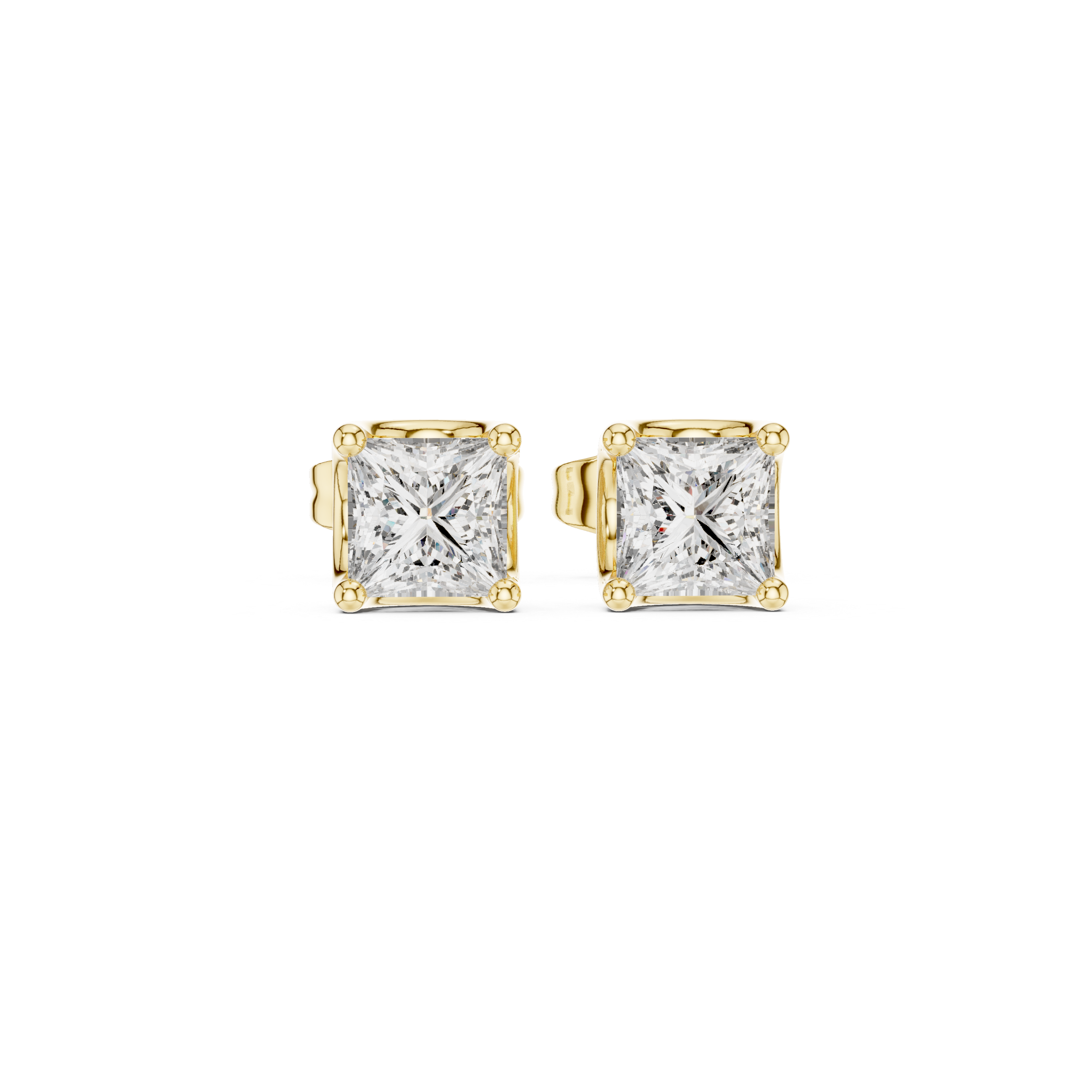 0.43ct Princess Cut Natural Diamond Stud Earrings – H/VS2 Brilliance