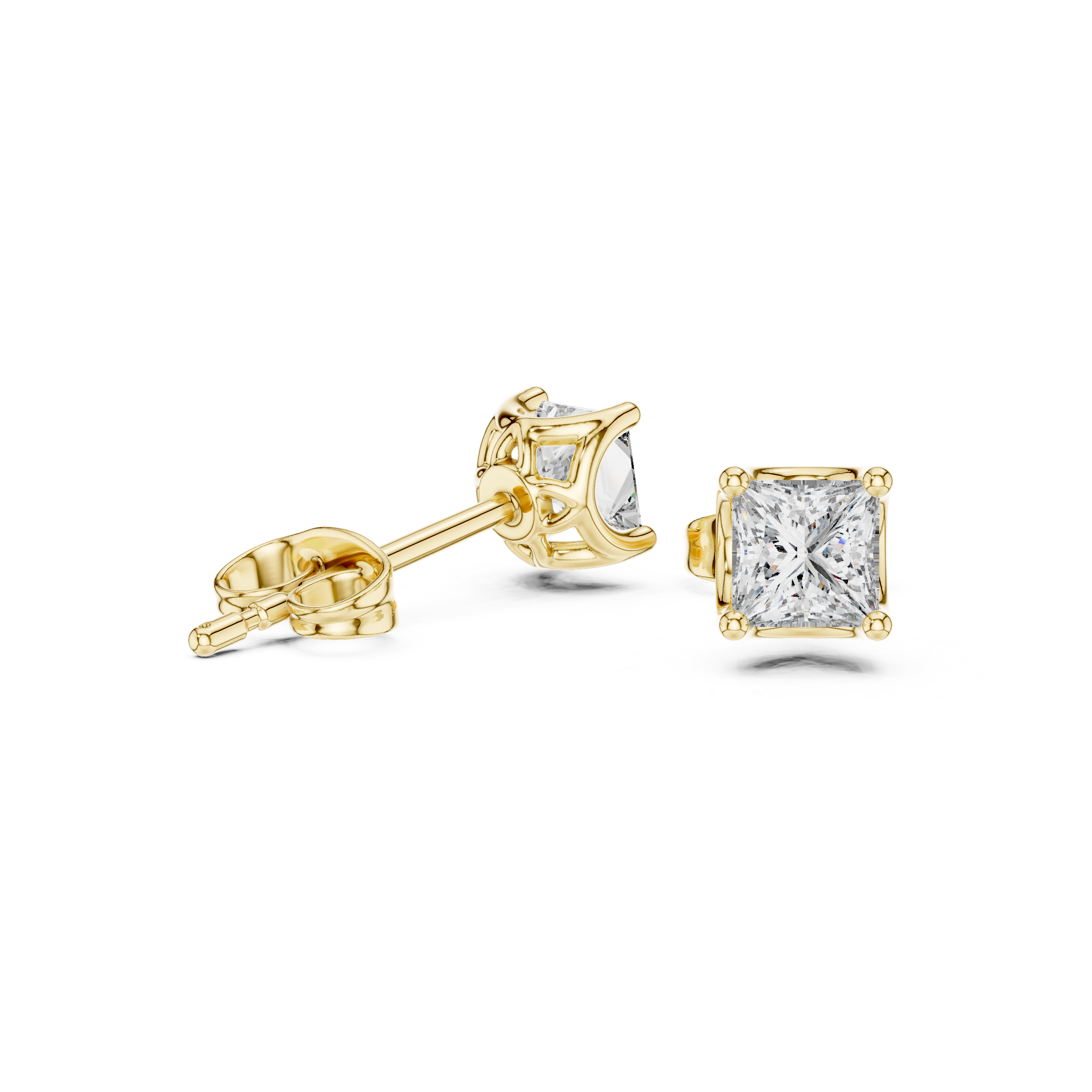 0.43ct Princess Cut Natural Diamond Stud Earrings – H/VS2 Brilliance