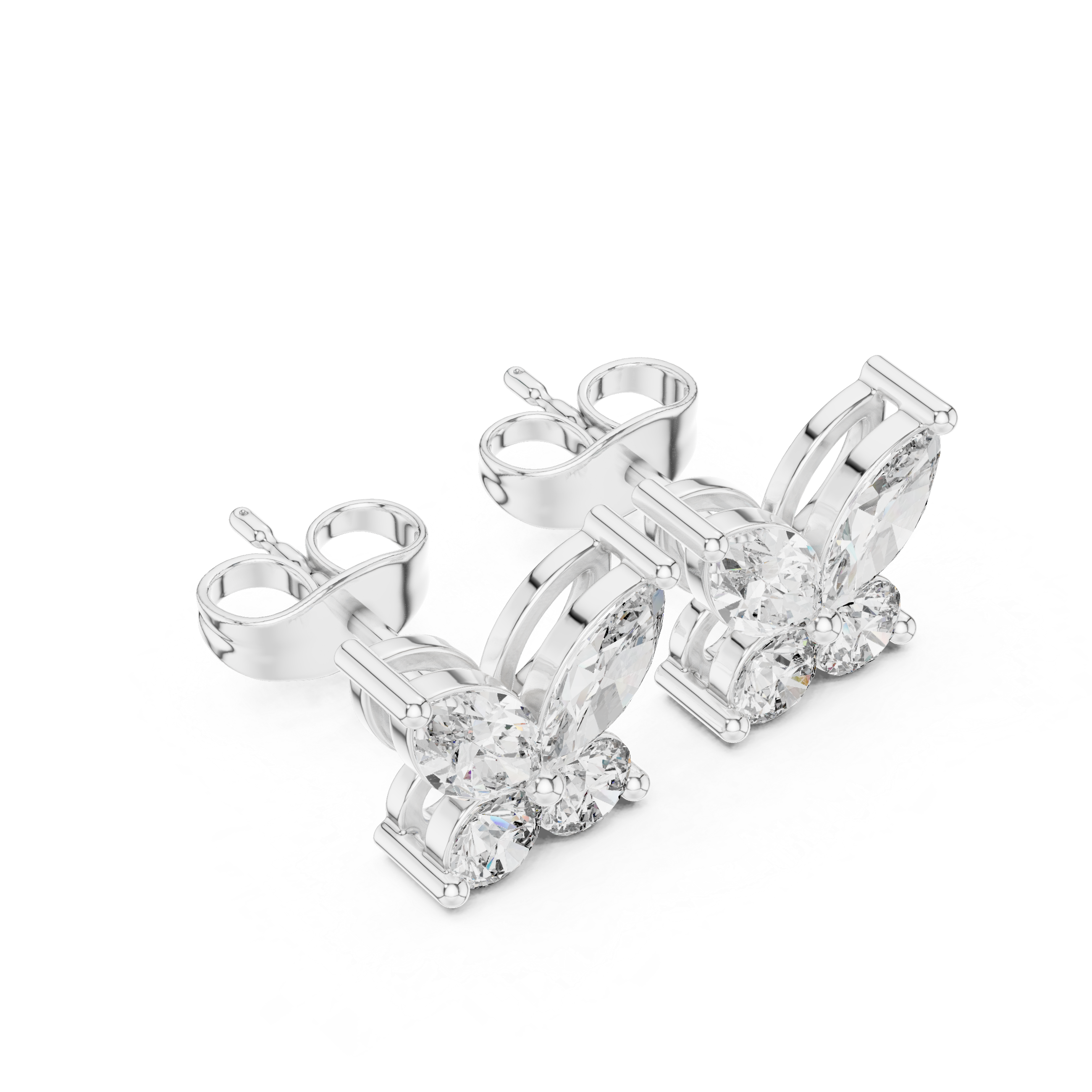 Marquise & Round 1.19ct Natural Diamond Stud Earrings – GH Color, VS Clarity