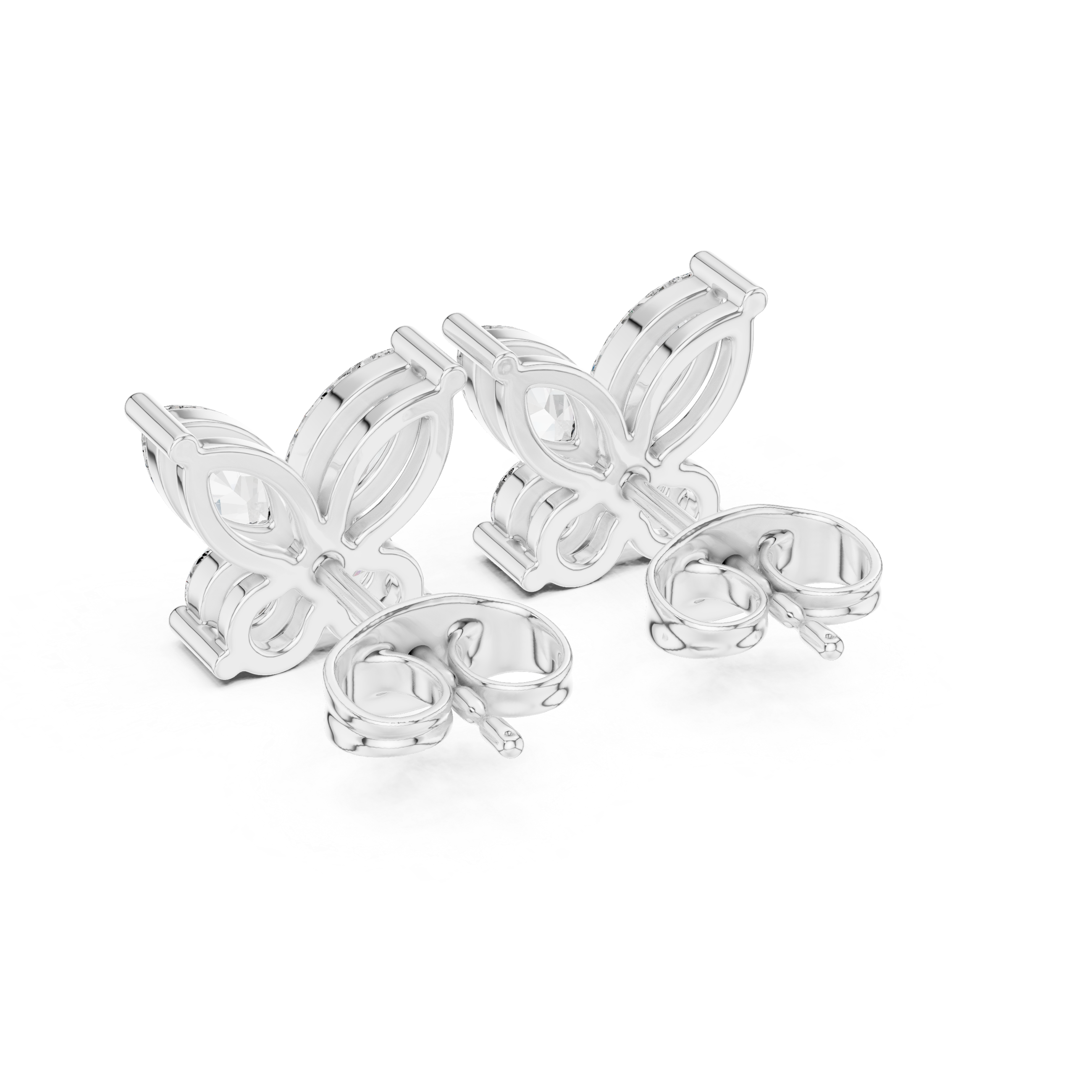 Marquise & Round 1.19ct Natural Diamond Stud Earrings – GH Color, VS Clarity