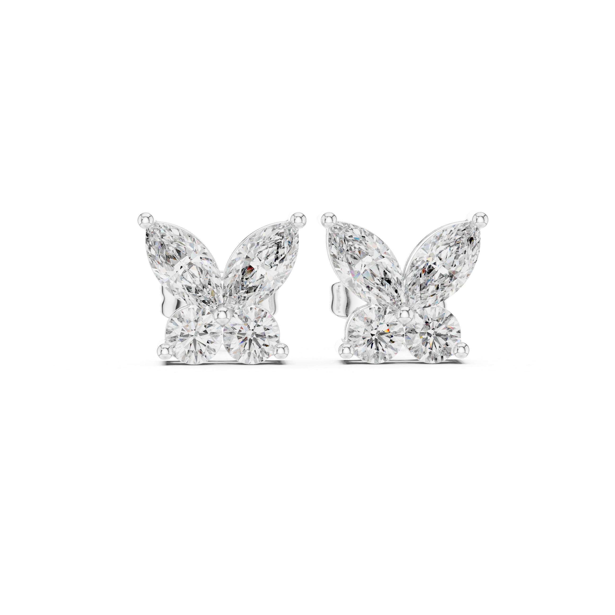Marquise & Round 1.19ct Natural Diamond Stud Earrings – GH Color, VS Clarity
