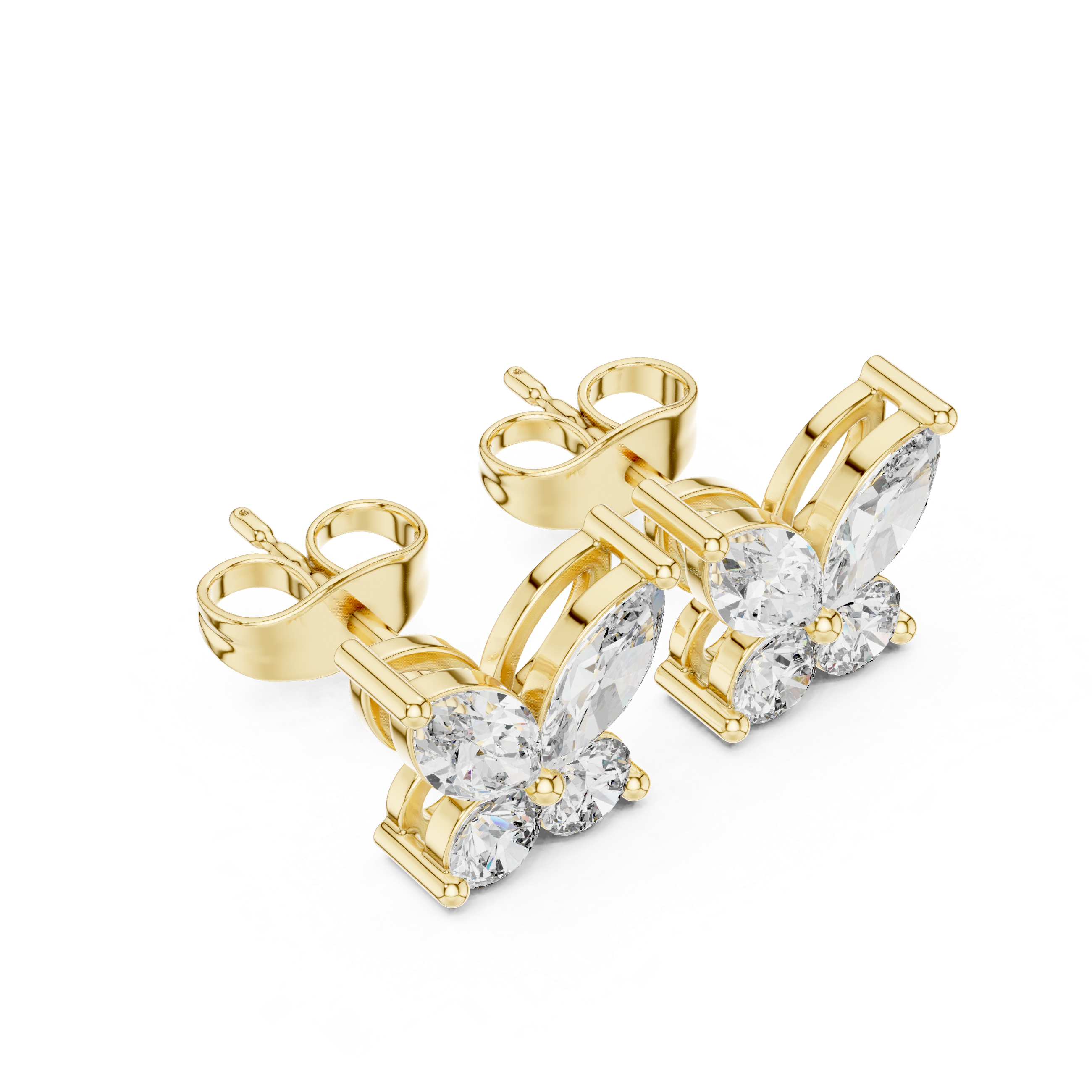 Marquise & Round 1.19ct Natural Diamond Stud Earrings – GH Color, VS Clarity