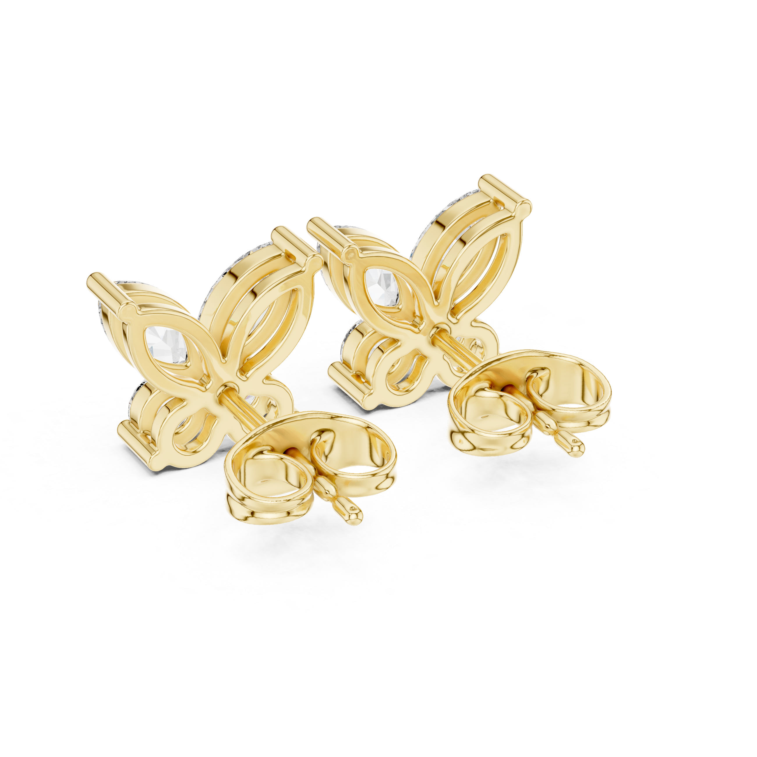 Marquise & Round 1.19ct Natural Diamond Stud Earrings – GH Color, VS Clarity