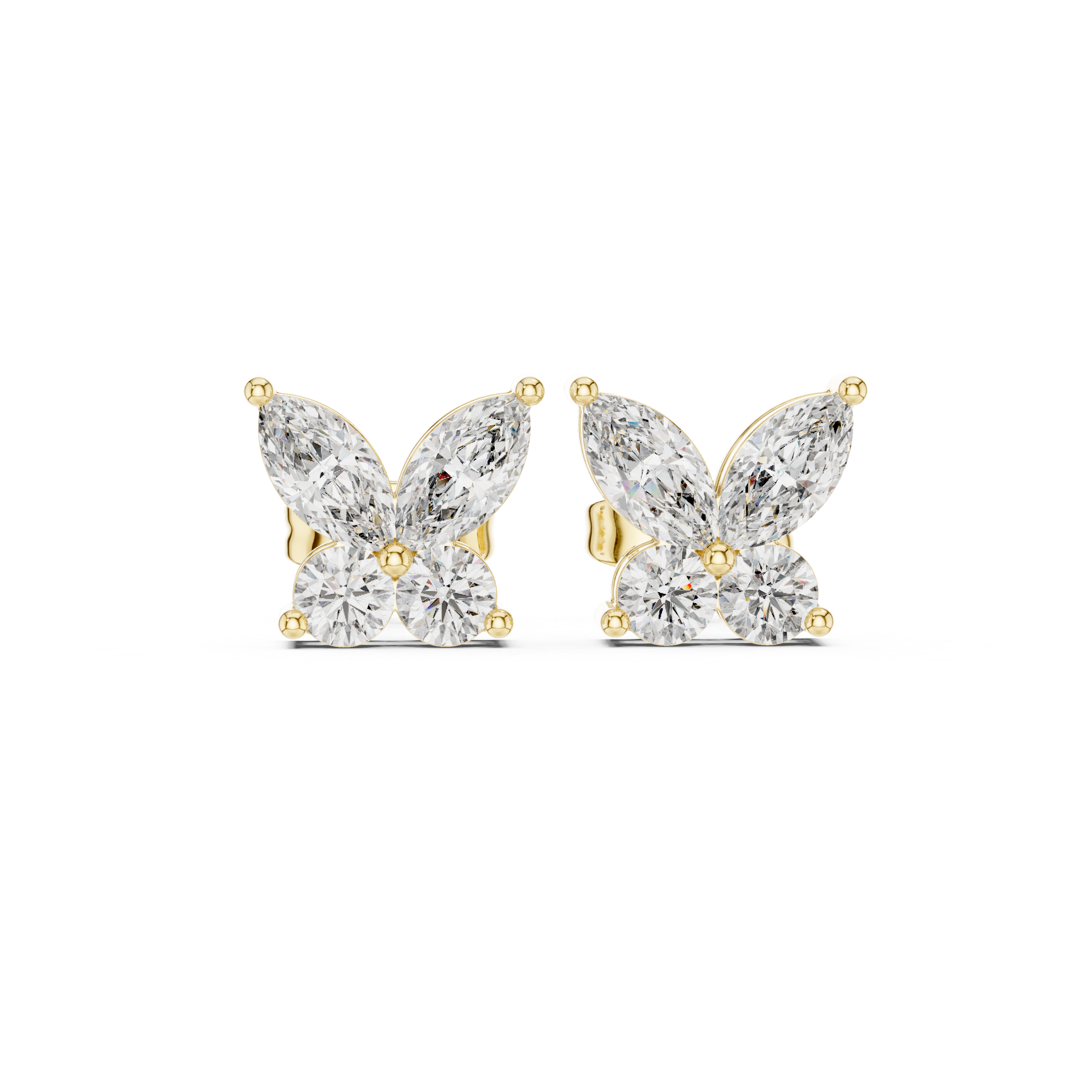 Marquise & Round 1.19ct Natural Diamond Stud Earrings – GH Color, VS Clarity