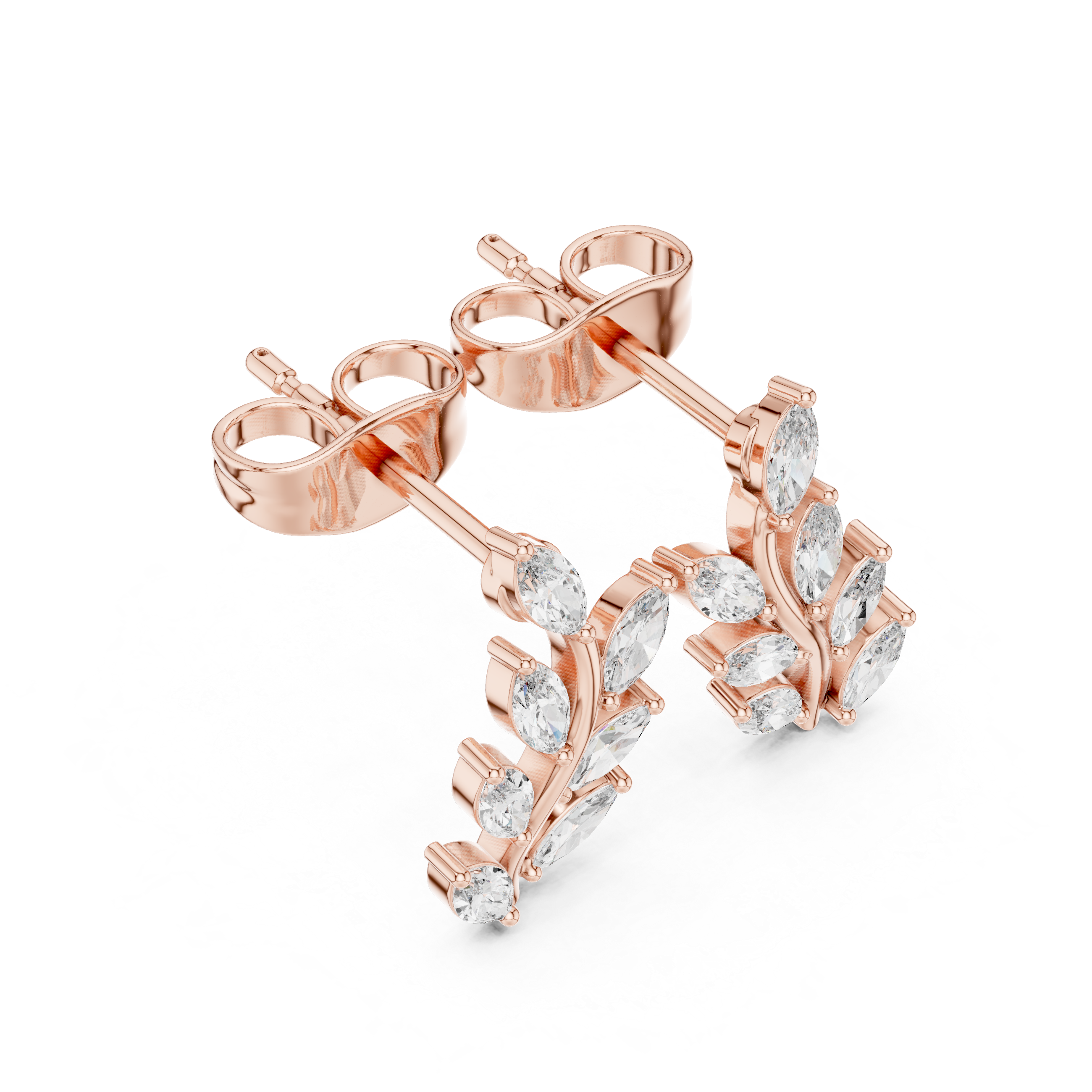 Marquise Cut 0.33ct Natural Diamond Leafy Studs – GH Color, VS Clarity