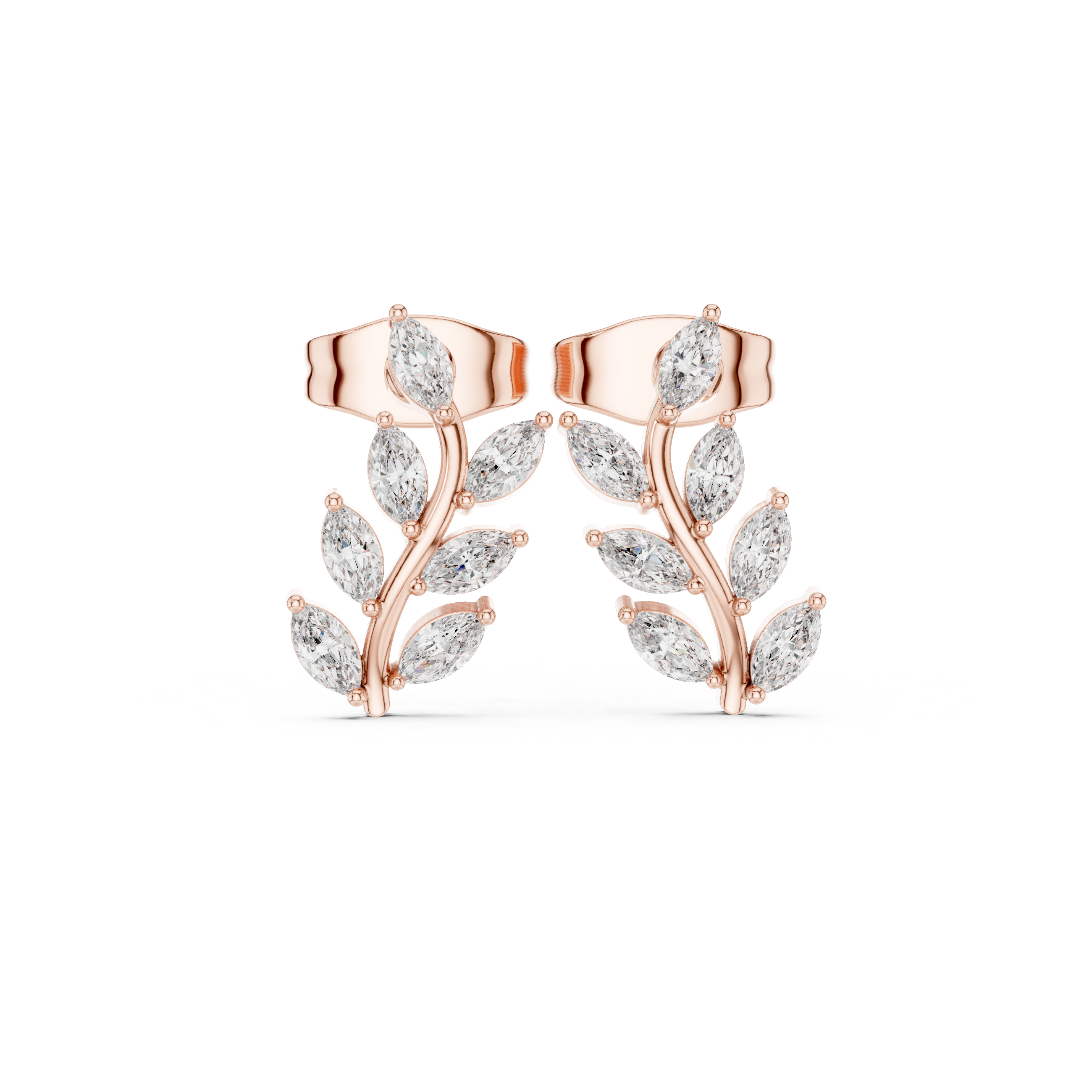 Marquise Cut 0.33ct Natural Diamond Leafy Studs – GH Color, VS Clarity