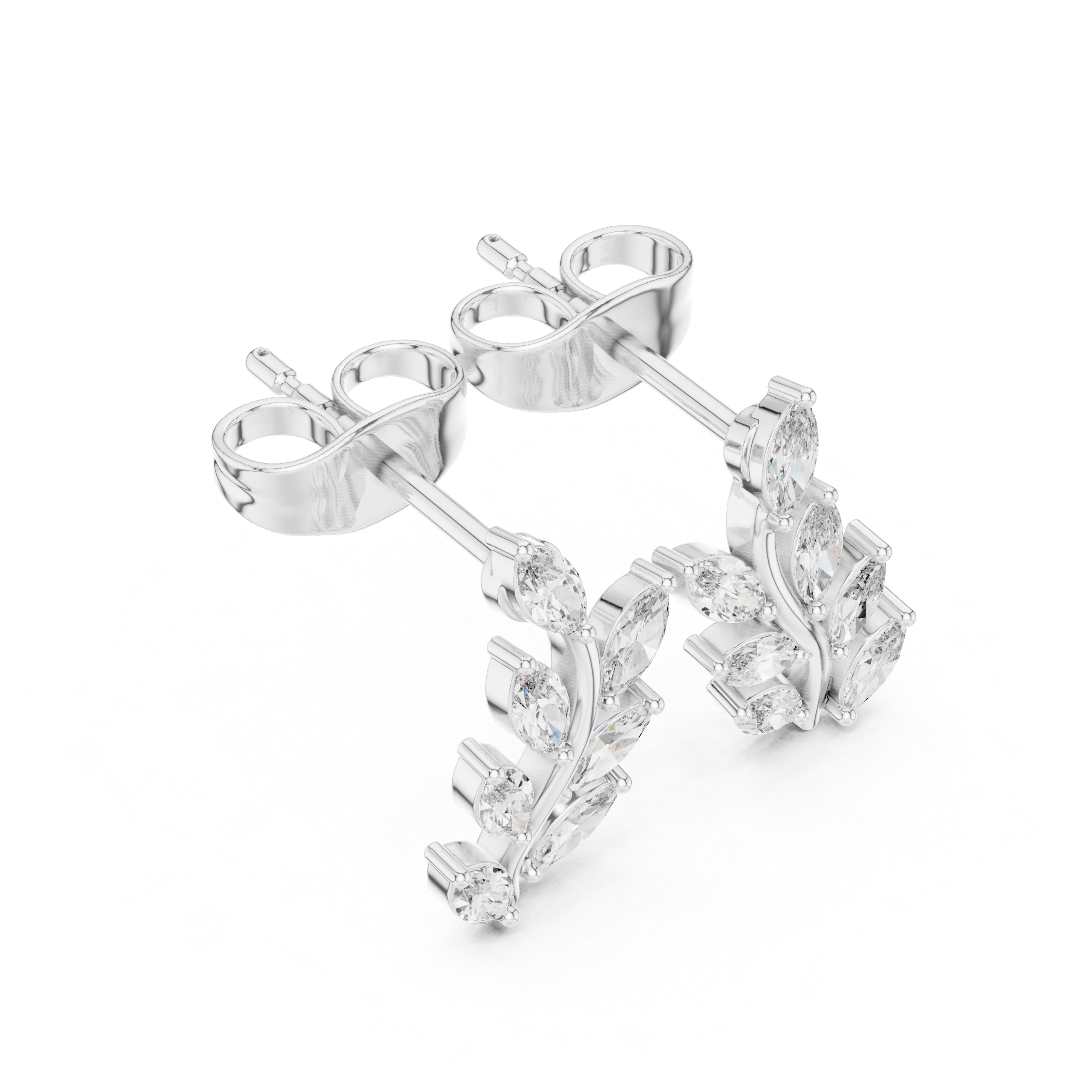 Marquise Cut 0.33ct Natural Diamond Leafy Studs – GH Color, VS Clarity