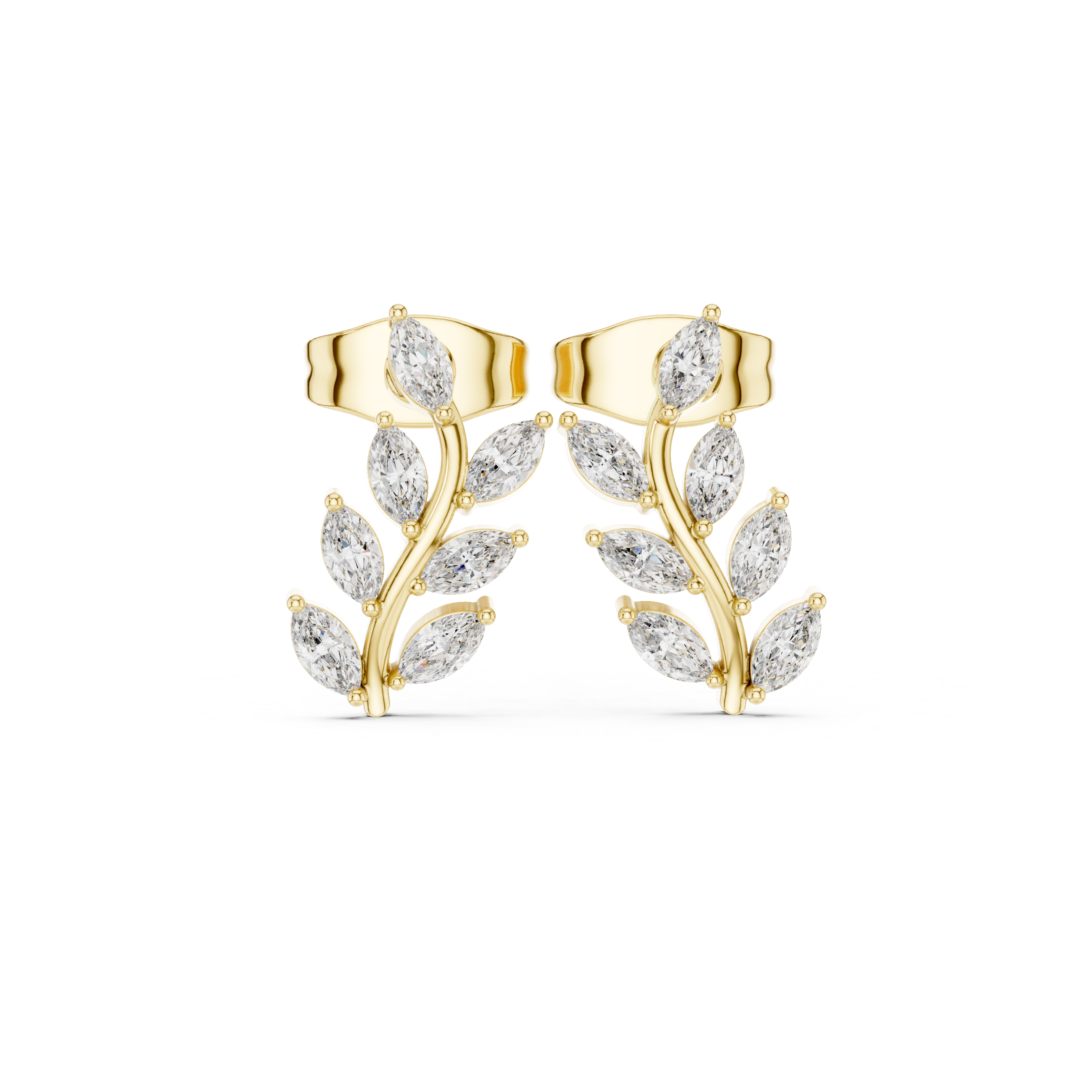 Marquise Cut 0.33ct Natural Diamond Leafy Studs – GH Color, VS Clarity