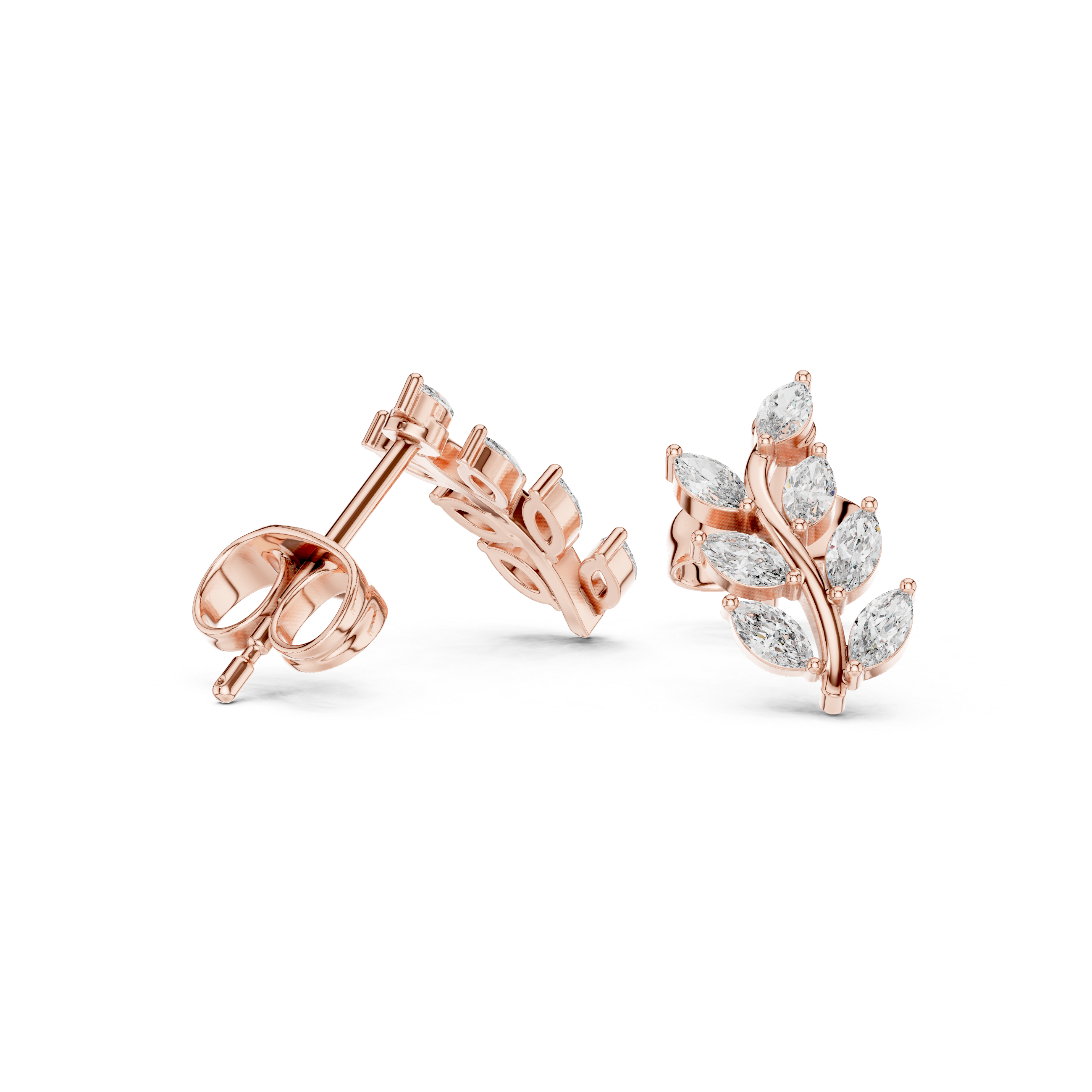 Marquise Cut 0.33ct Natural Diamond Leafy Studs – GH Color, VS Clarity