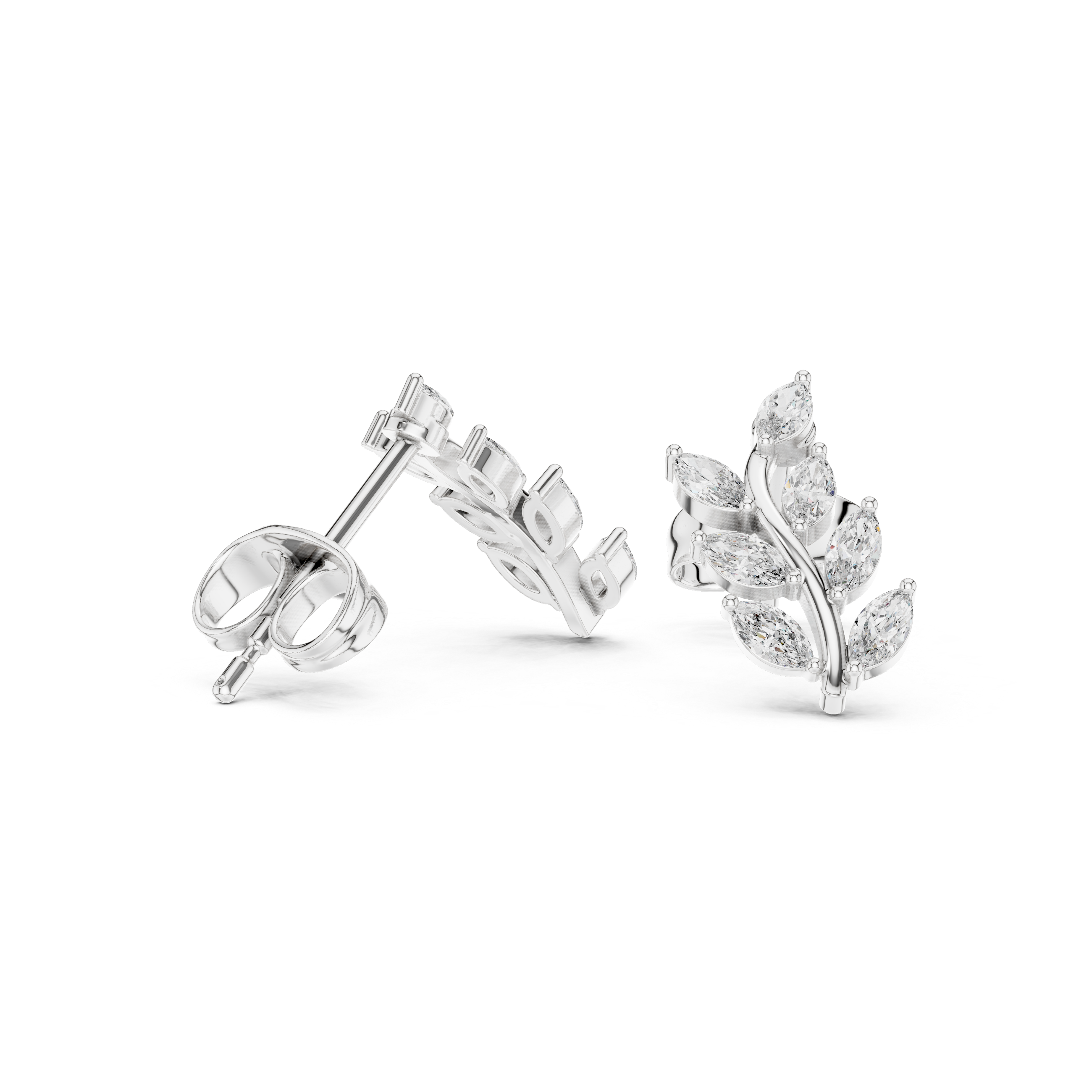 Marquise Cut 0.33ct Natural Diamond Leafy Studs – GH Color, VS Clarity