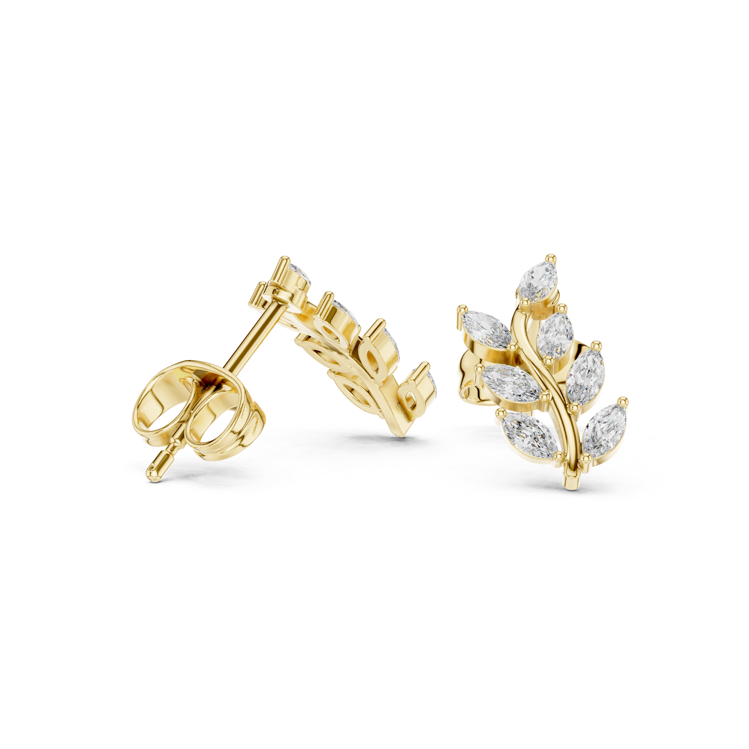 Marquise Cut 0.33ct Natural Diamond Leafy Studs – GH Color, VS Clarity