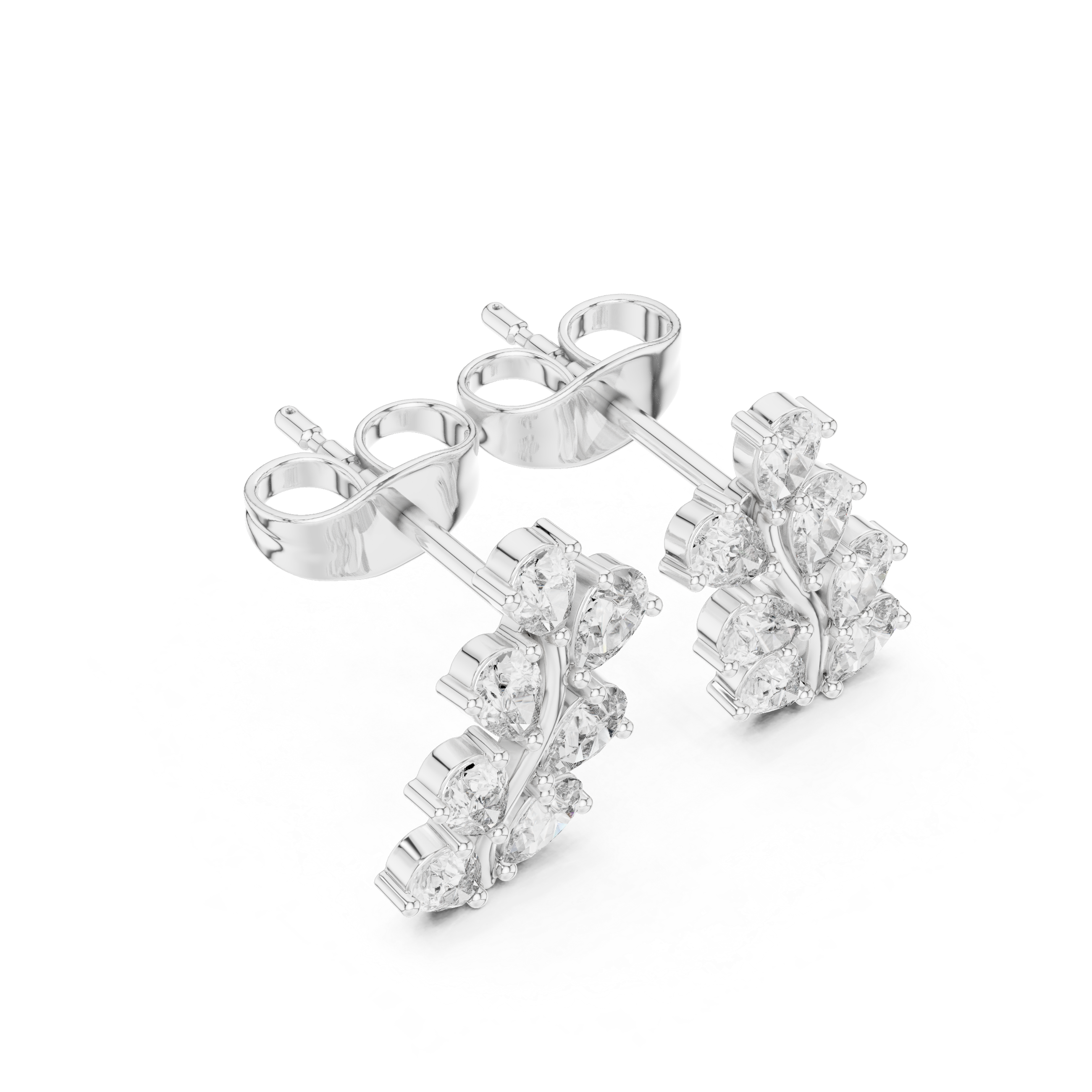 Pear Cut 0.58ct Natural Diamond Leafy Studs – GH Color, SI Clarity