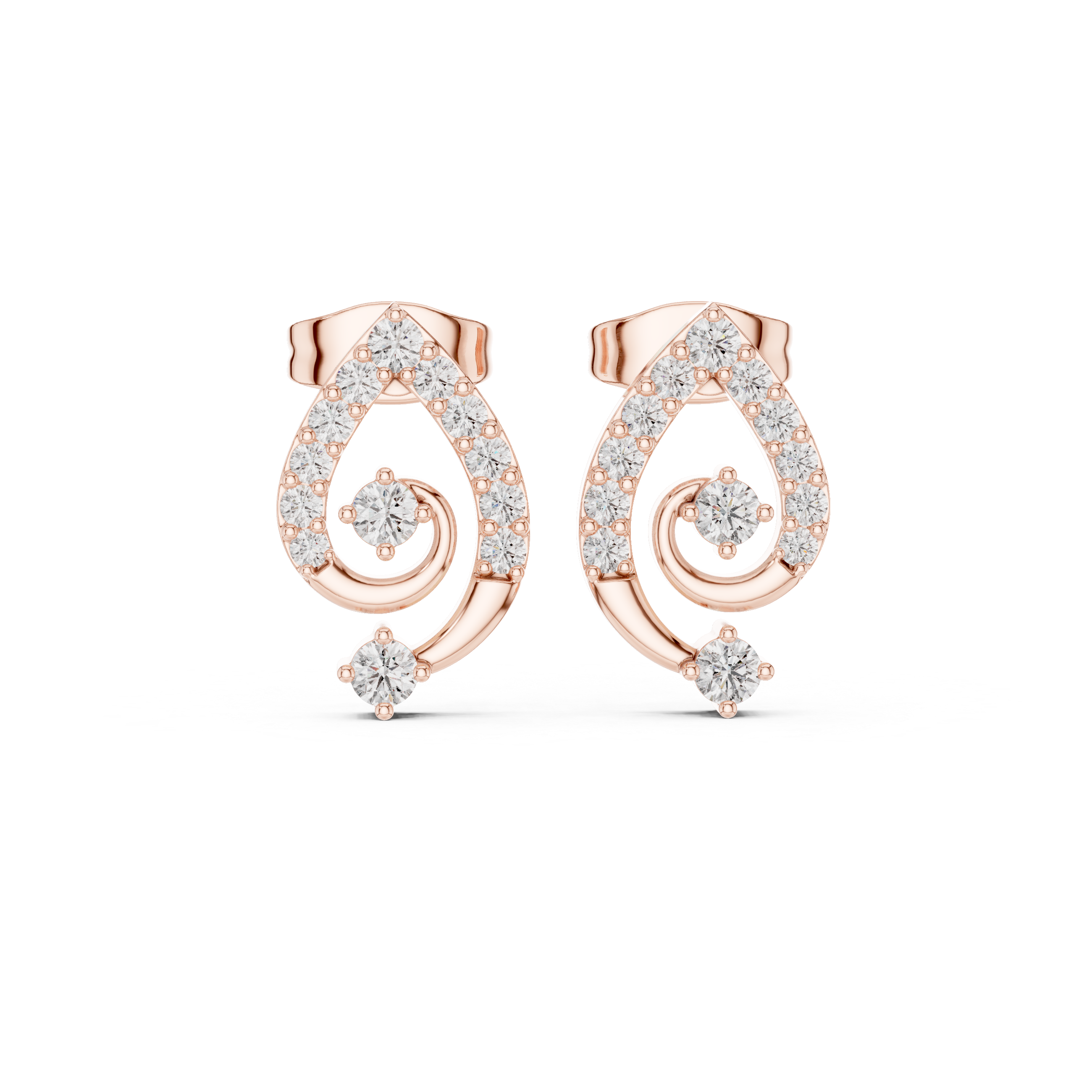 0.404 Carat Natural Diamond Swirl Stud Earrings – GH Color, SI Clarity