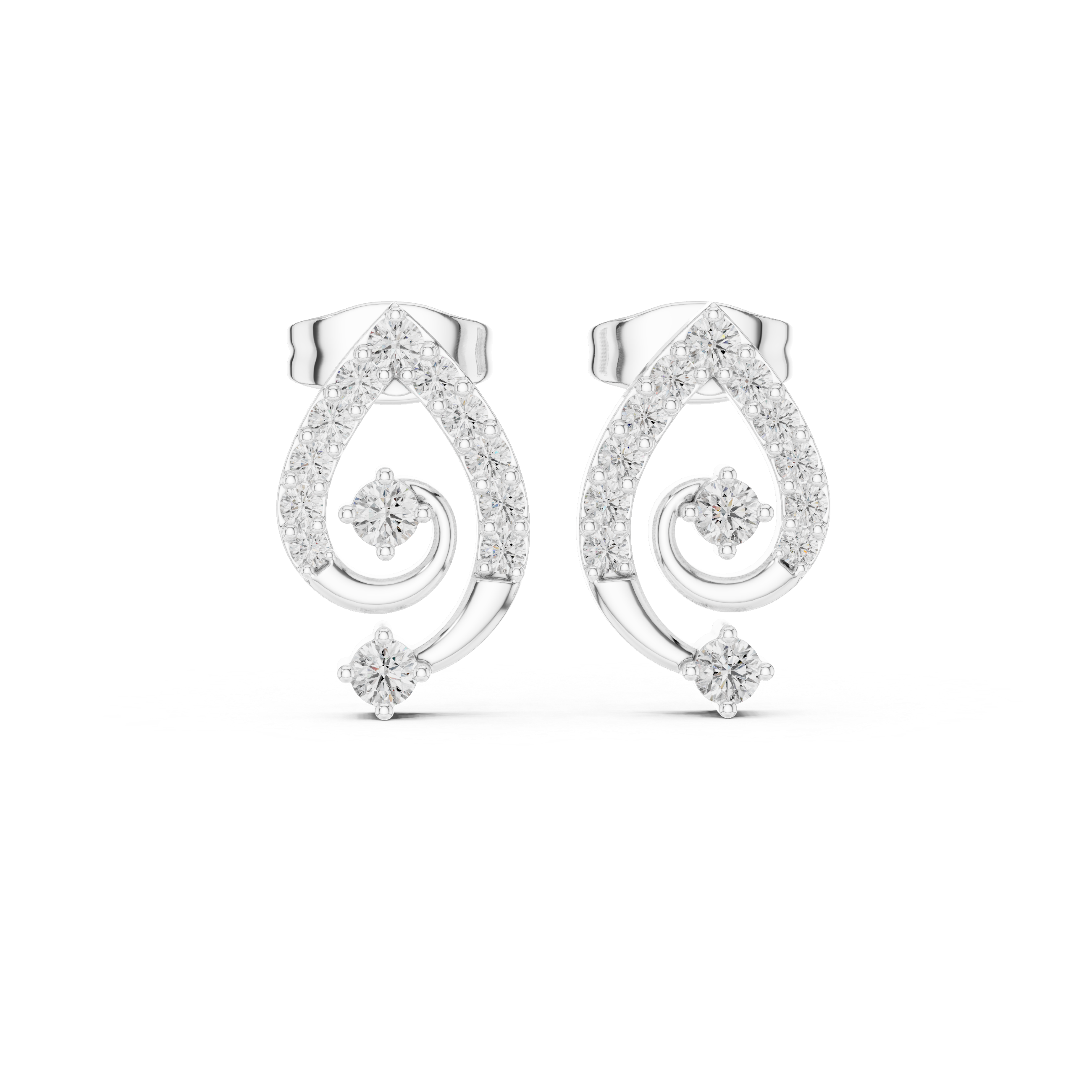 0.404 Carat Natural Diamond Swirl Stud Earrings – GH Color, SI Clarity