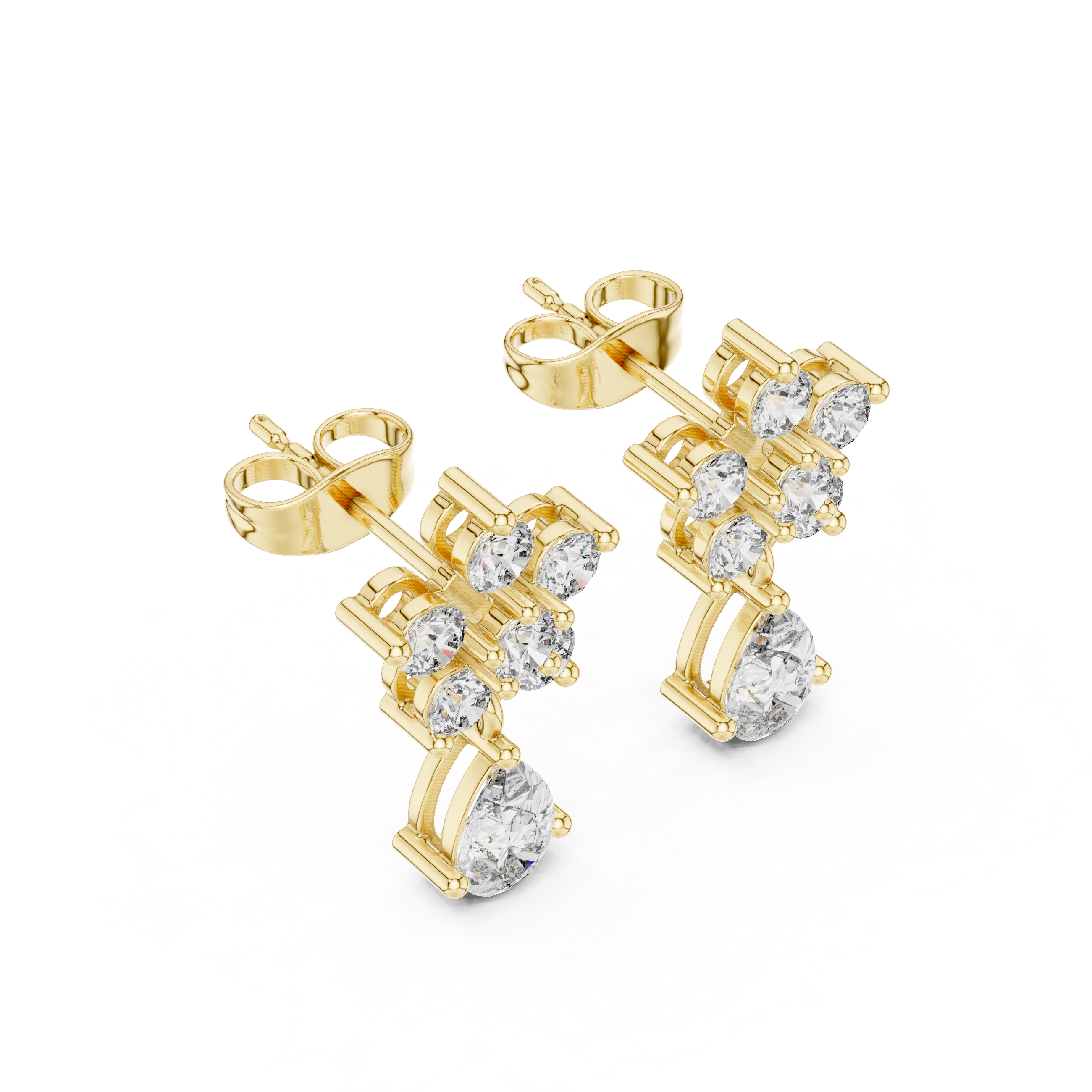 1.78ct Natural Diamond Drops – Pear & Round Cut, H Color, VS2 Clarity