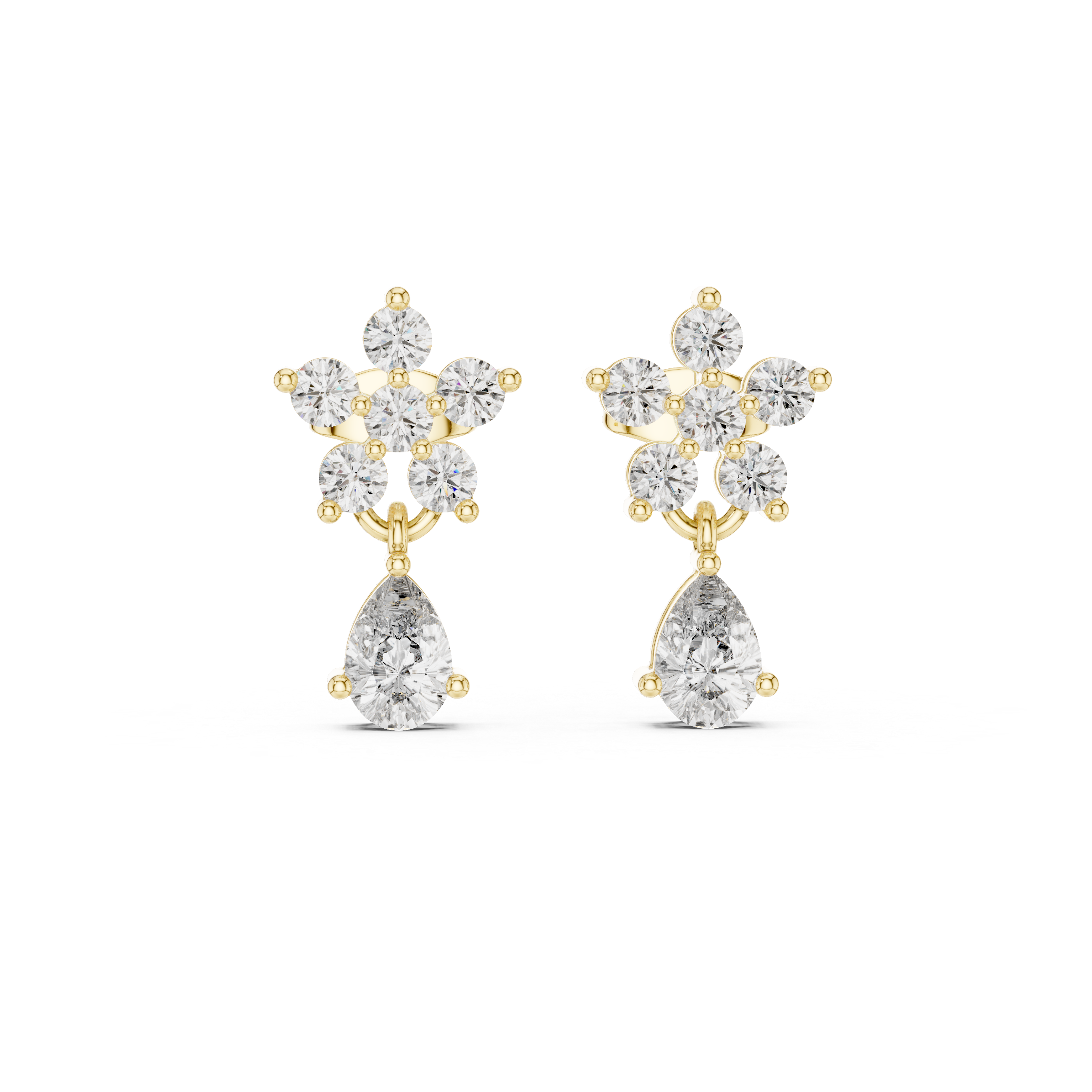 1.78ct Natural Diamond Drops – Pear & Round Cut, H Color, VS2 Clarity